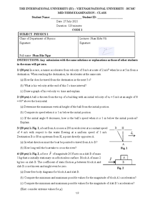 Physics 1 note from TDP - Note PHYSICS 1 BY LE DIEP PHI July 15, 2021 ...