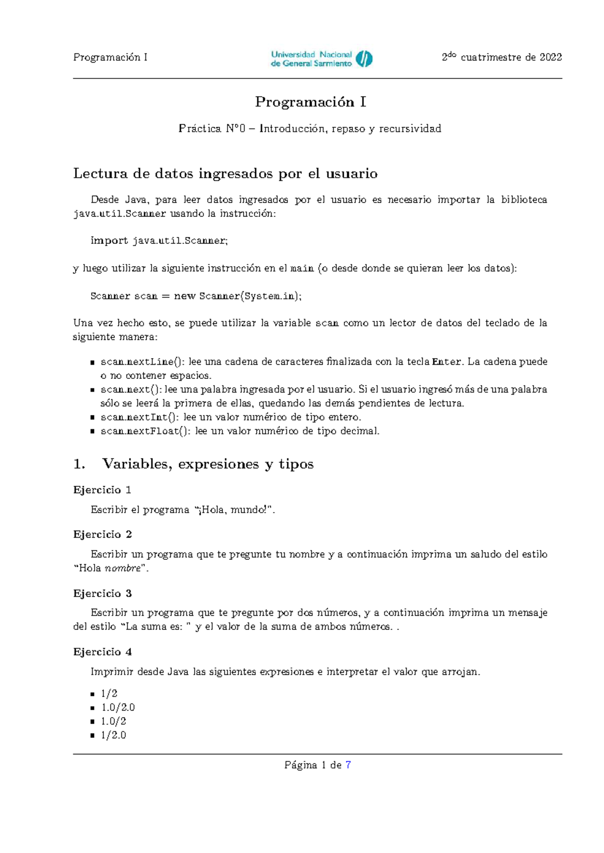 Práctica 0: Repaso de Recursividad y Lectura de Datos en Java - 2do ...