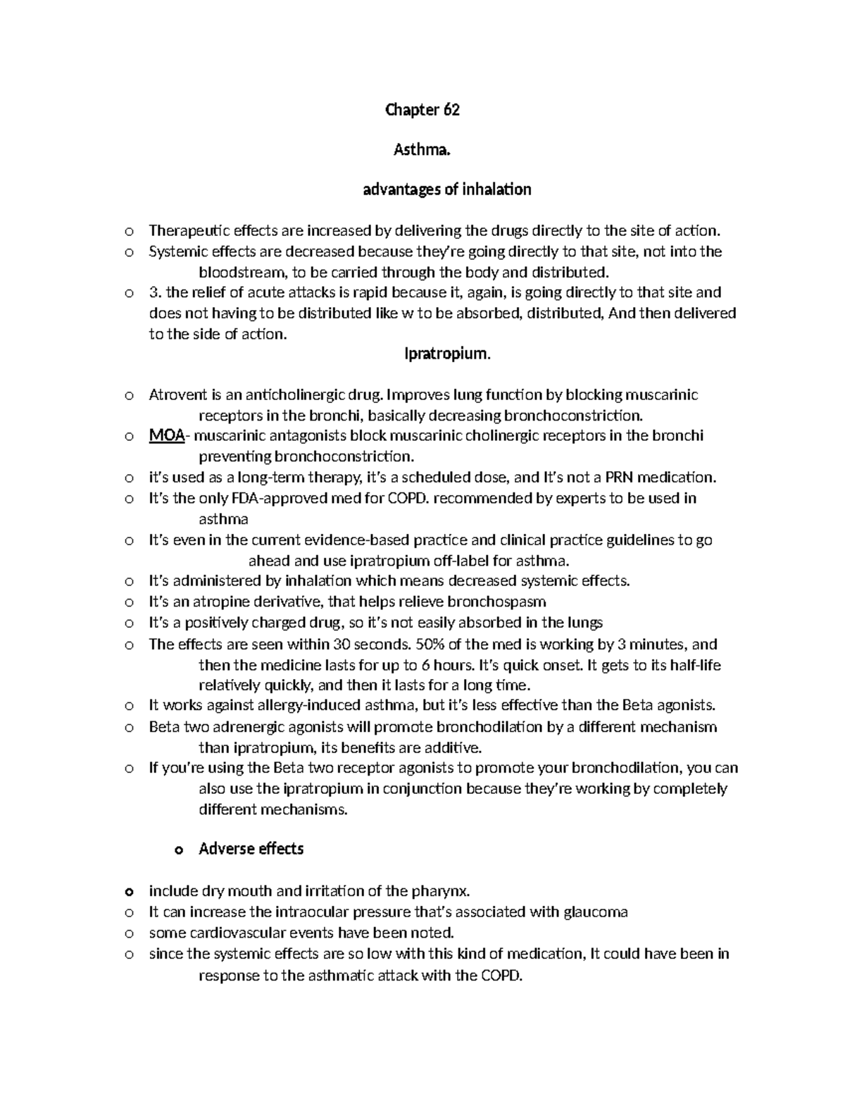 Final Exam Review: Asthma Management and Treatment Overview (Chapter 62 ...