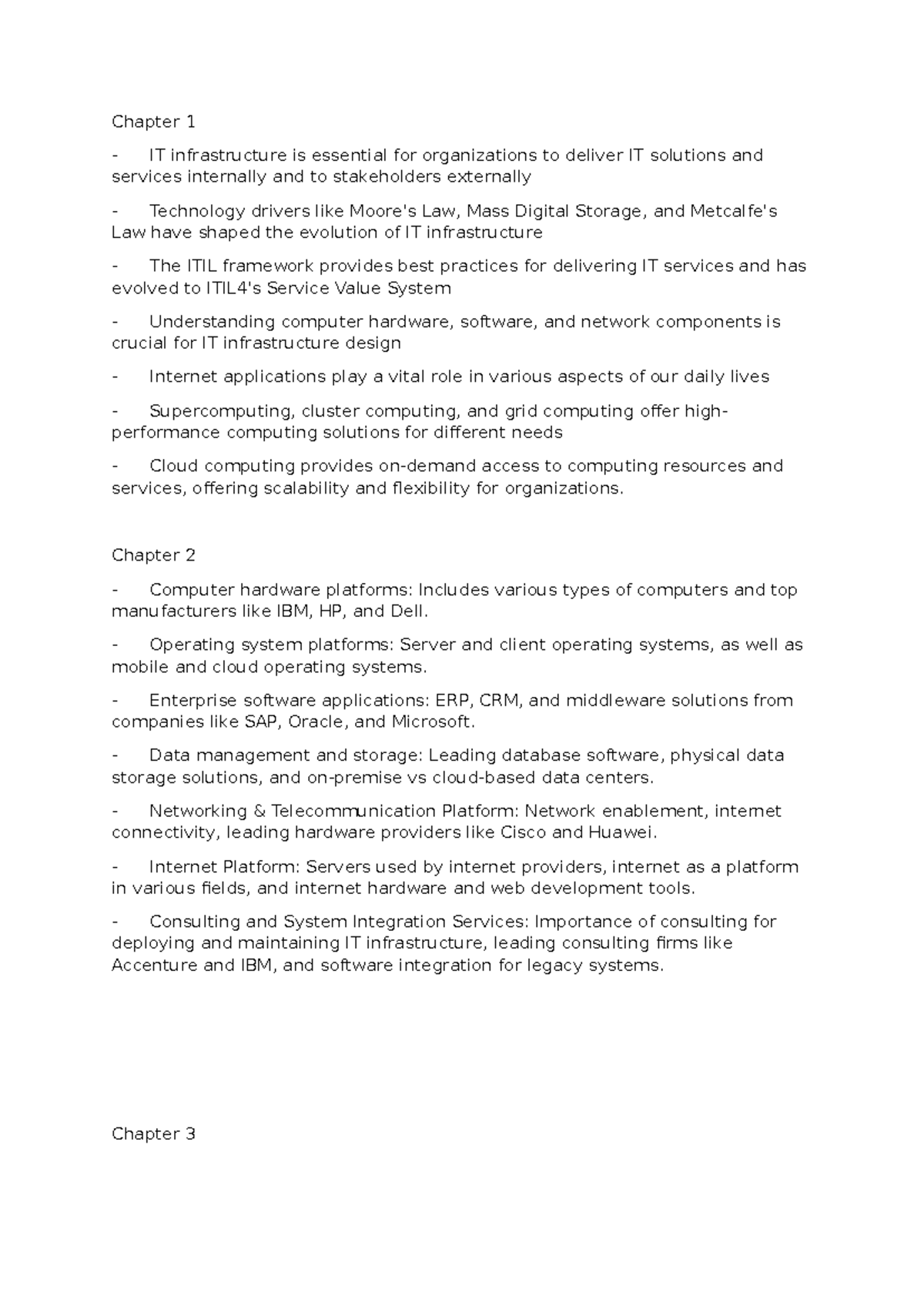 Notes ICT554 (Updated) - Chapter 1 🖥️ IT infrastructure is essential ...