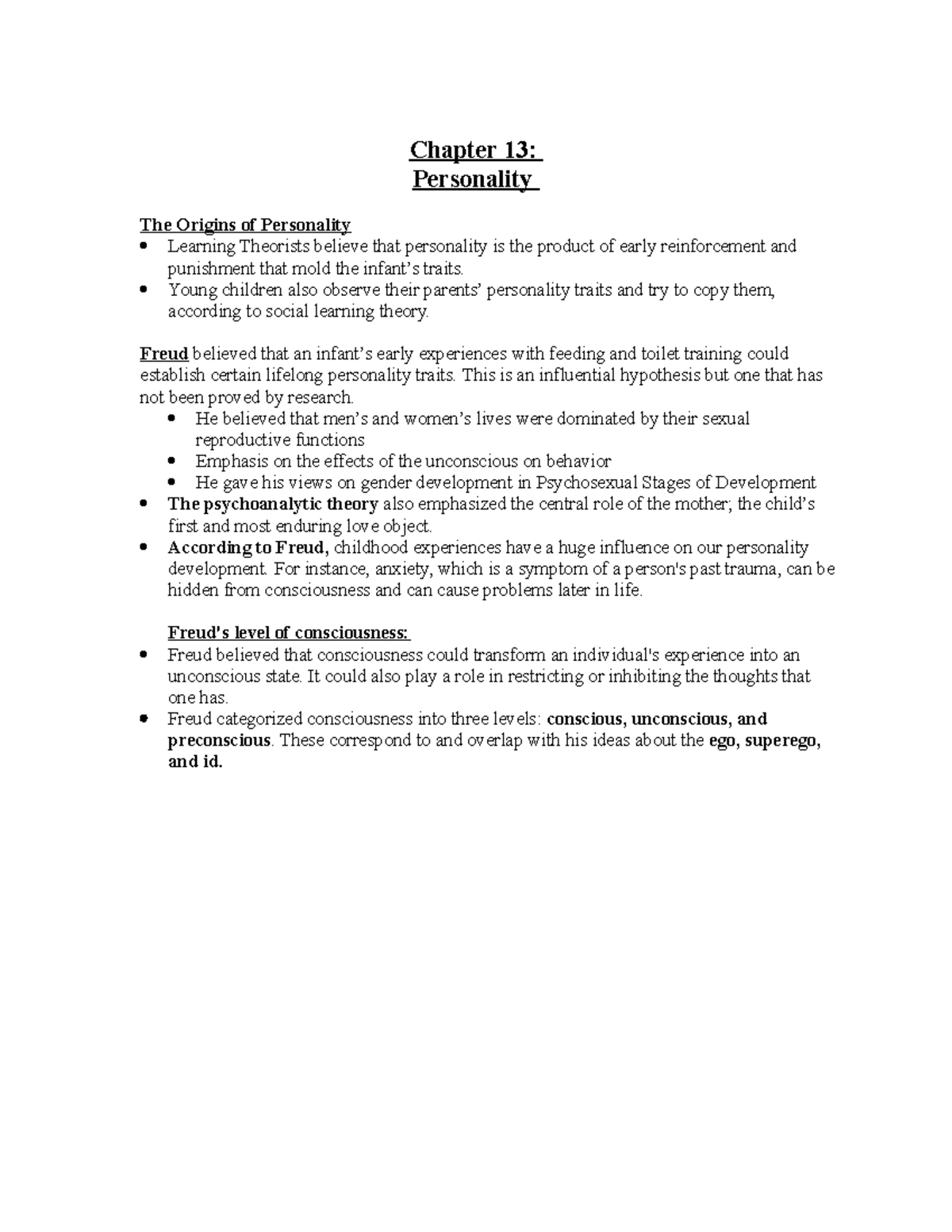 Chapter 13 - Personality Theories in General Psychology - Studocu
