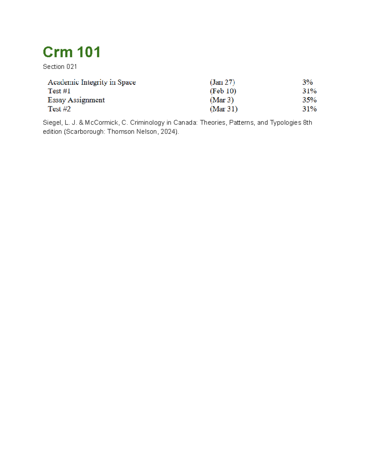 Crm 101 Lecture Notes - Test 1 Preparation and Key Concepts - Studocu