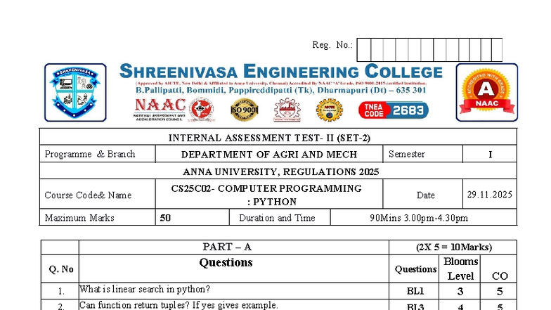 CP-P IAT 2 - Internal Assessment II Notes on Python Programming - Studocu