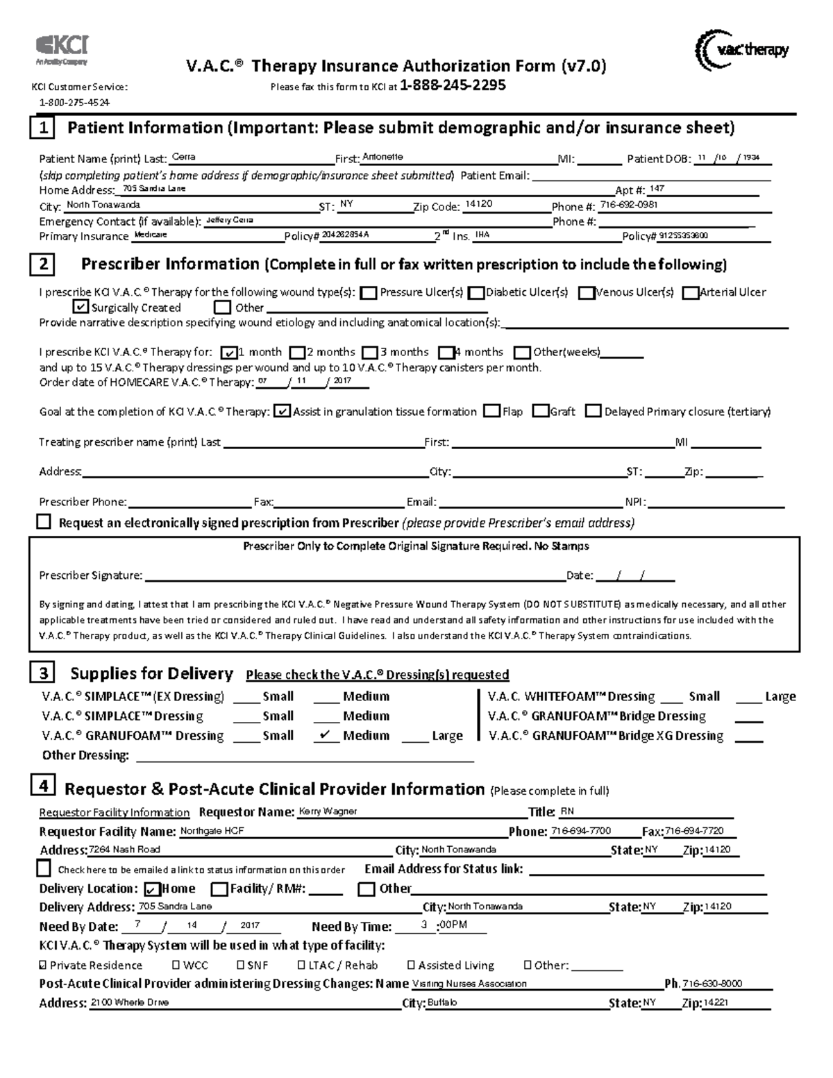 KCI Therapy Insurance Authorization Form (VAC-VTIF-FORM) - Studocu