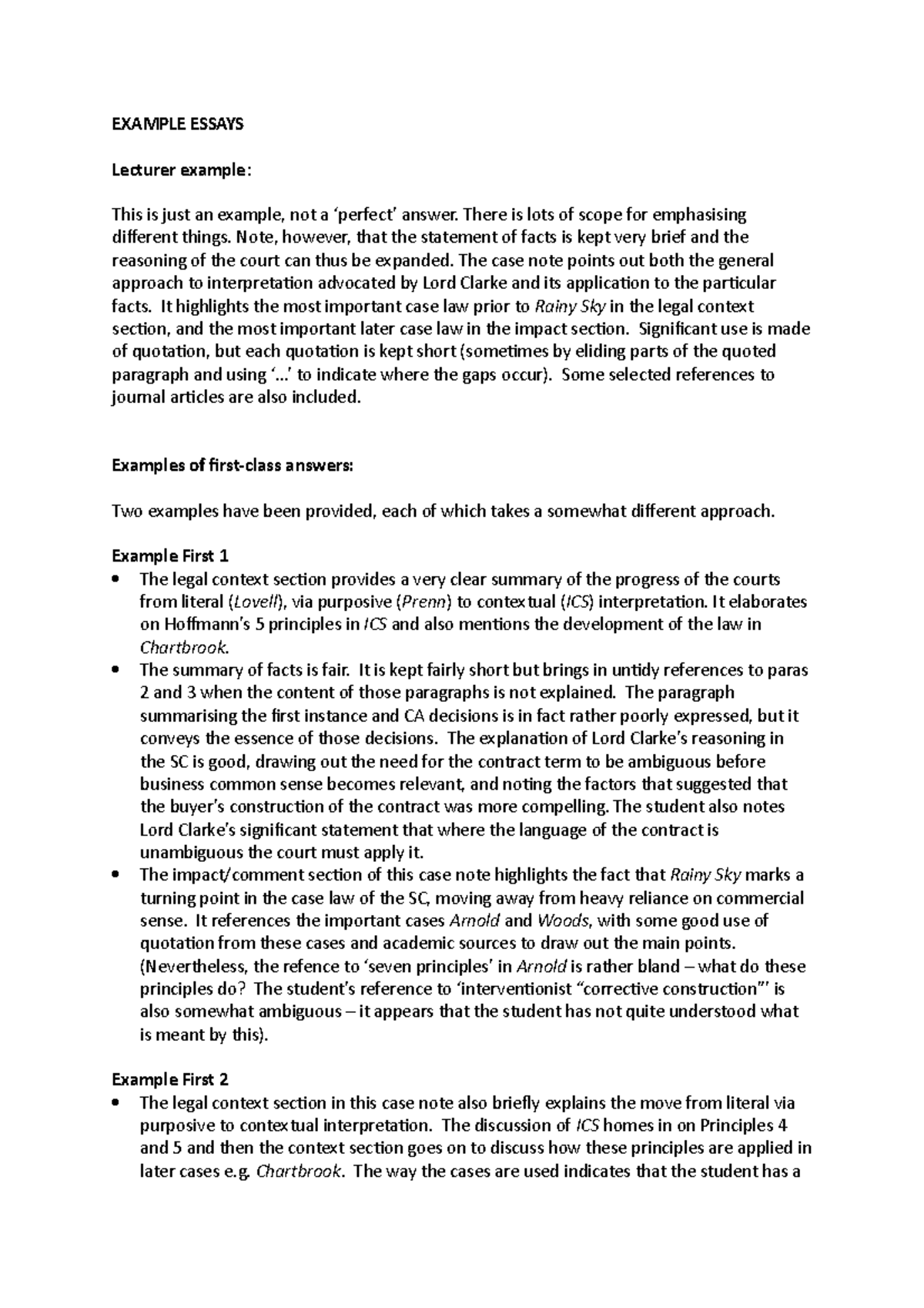 Example Essays with Comments: Legal Interpretation Analysis - Studocu