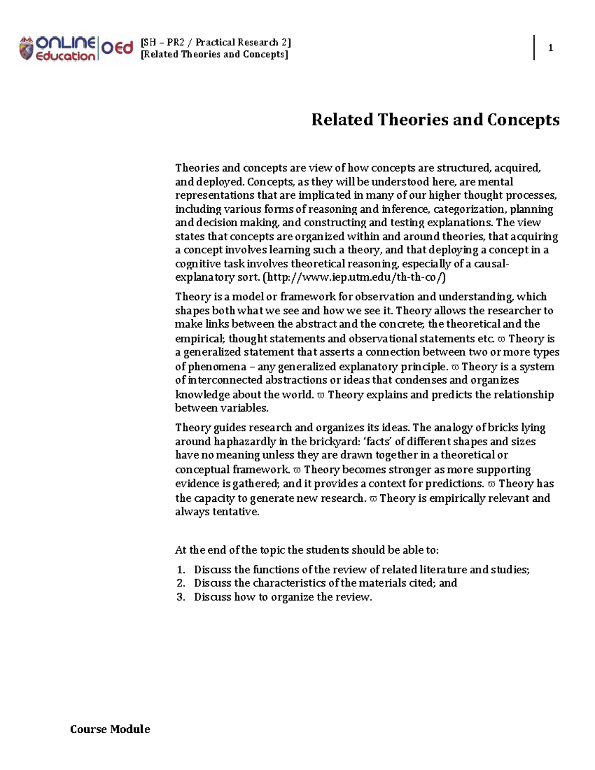 PR2 Practical Research: Theories, Concepts, and Literature Review - Studocu