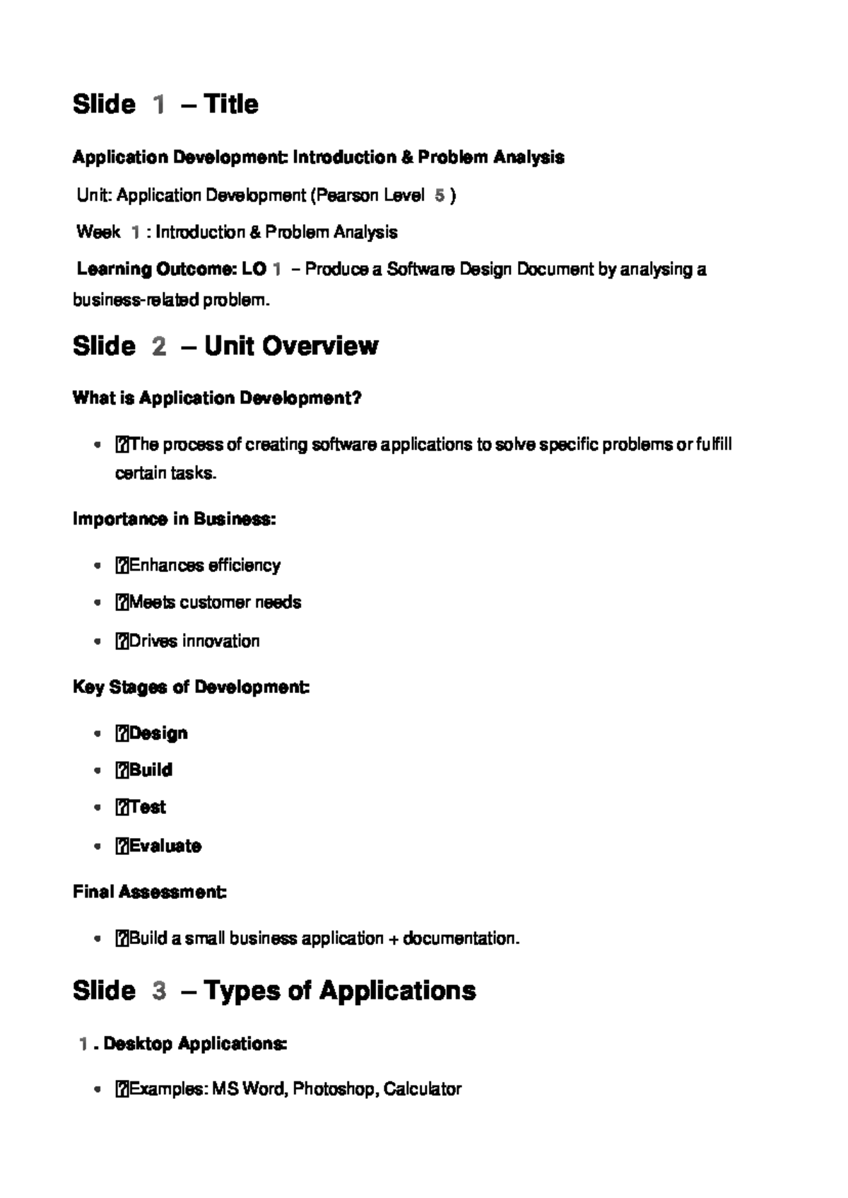 Application Development (Level 5): Intro & Problem Analysis Overview ...
