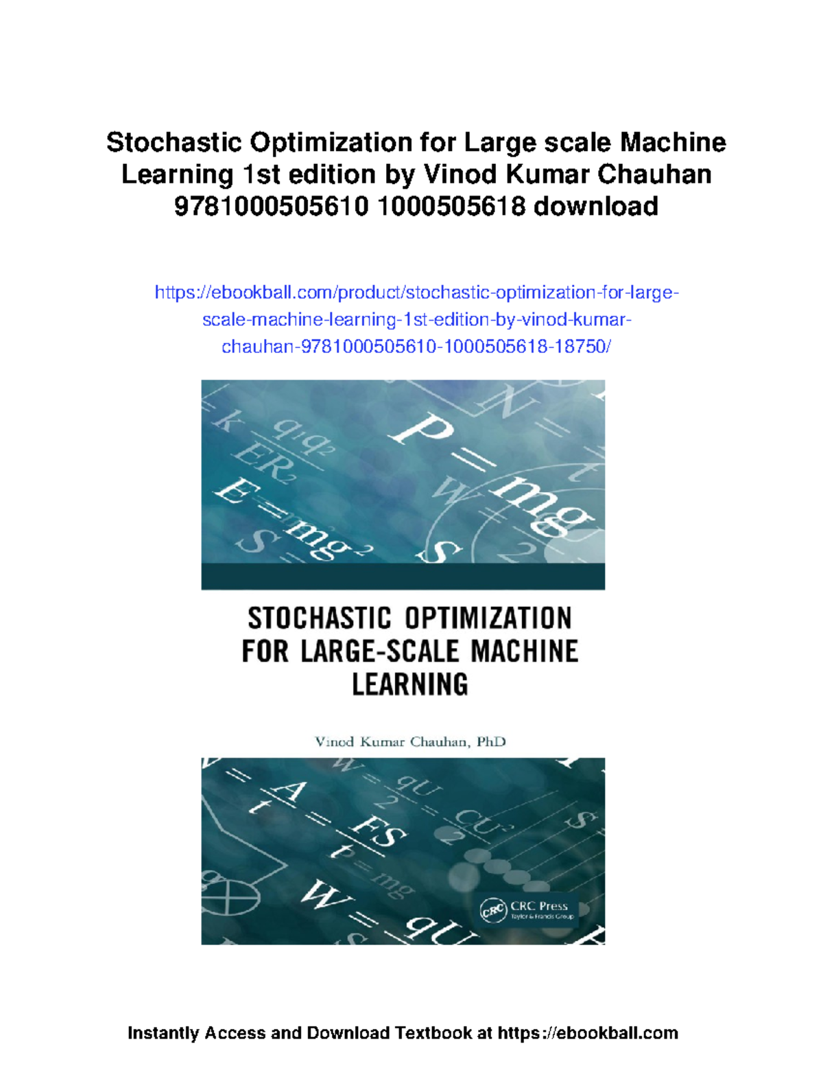 Stochastic Optimization for Large Scale Machine Learning (1st Ed ...