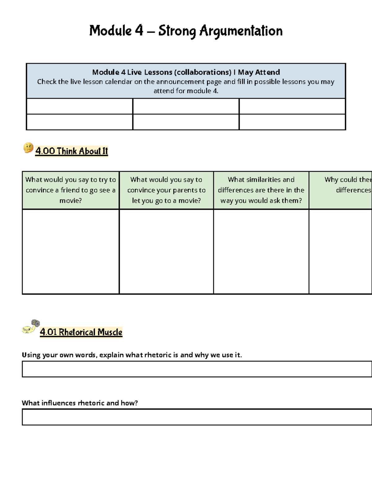 English M.4 Strong Argumentation Live Lesson Notes and Activities - Studocu