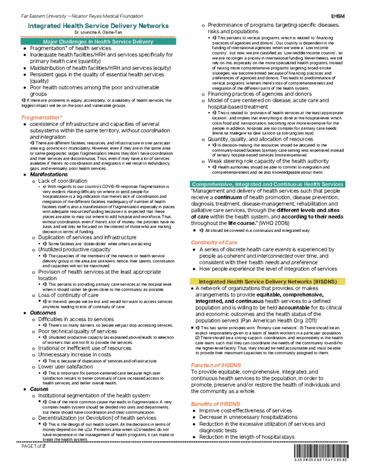 [EHSM] Challenges and Benefits of Integrated Health Service Delivery ...
