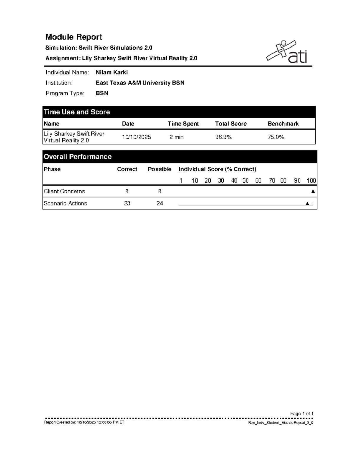 Lily Sharkey Client Score - Module Report Simulation: Swift River ...