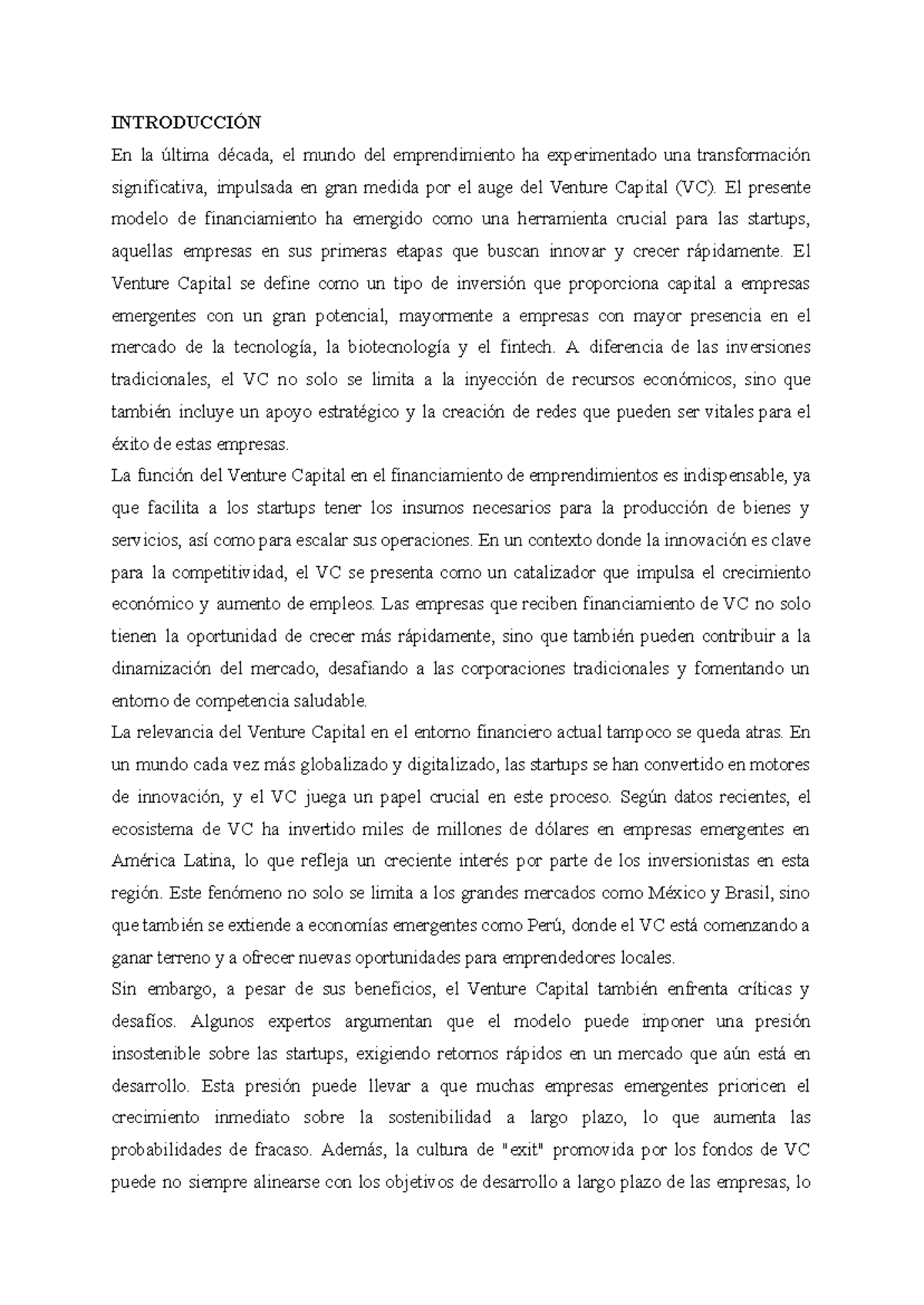 AF176 Trabajo Parcial sobre el Impacto del Venture Capital en Startups ...