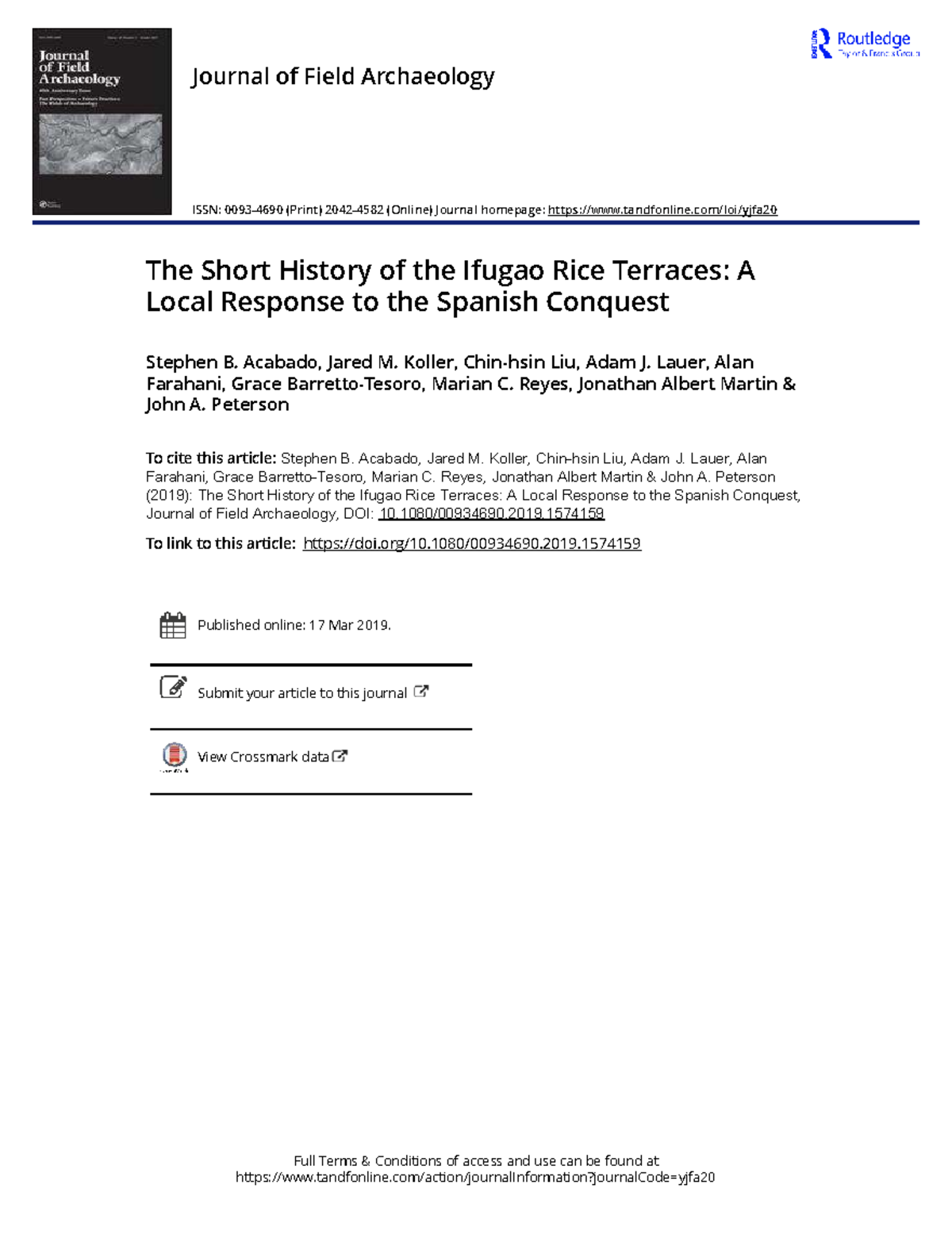 The Short History of Ifugao Rice Terraces: Spanish Conquest Response ...