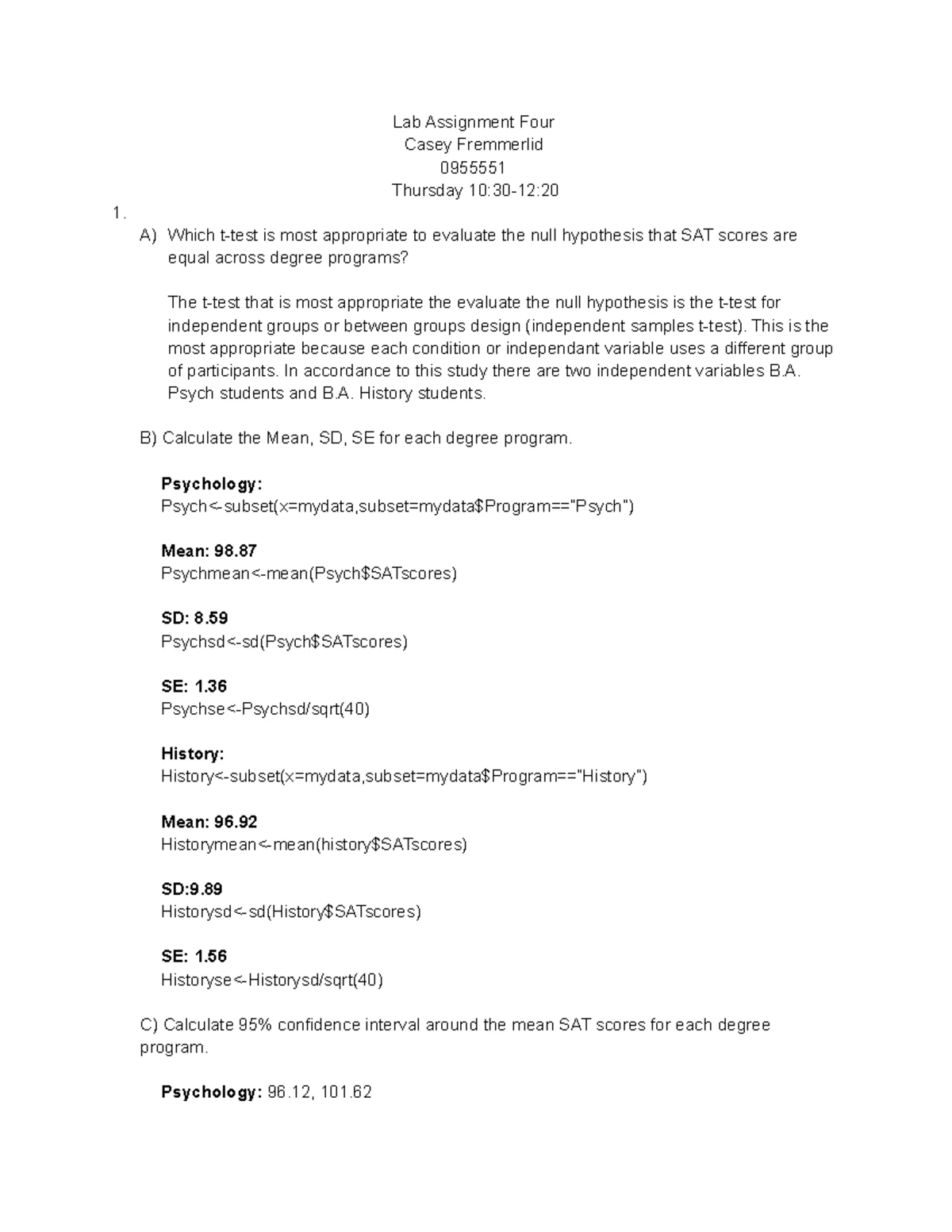 PSYC 3290 - LAB Assignment 8: Multiple Regression Analysis Report - Studocu