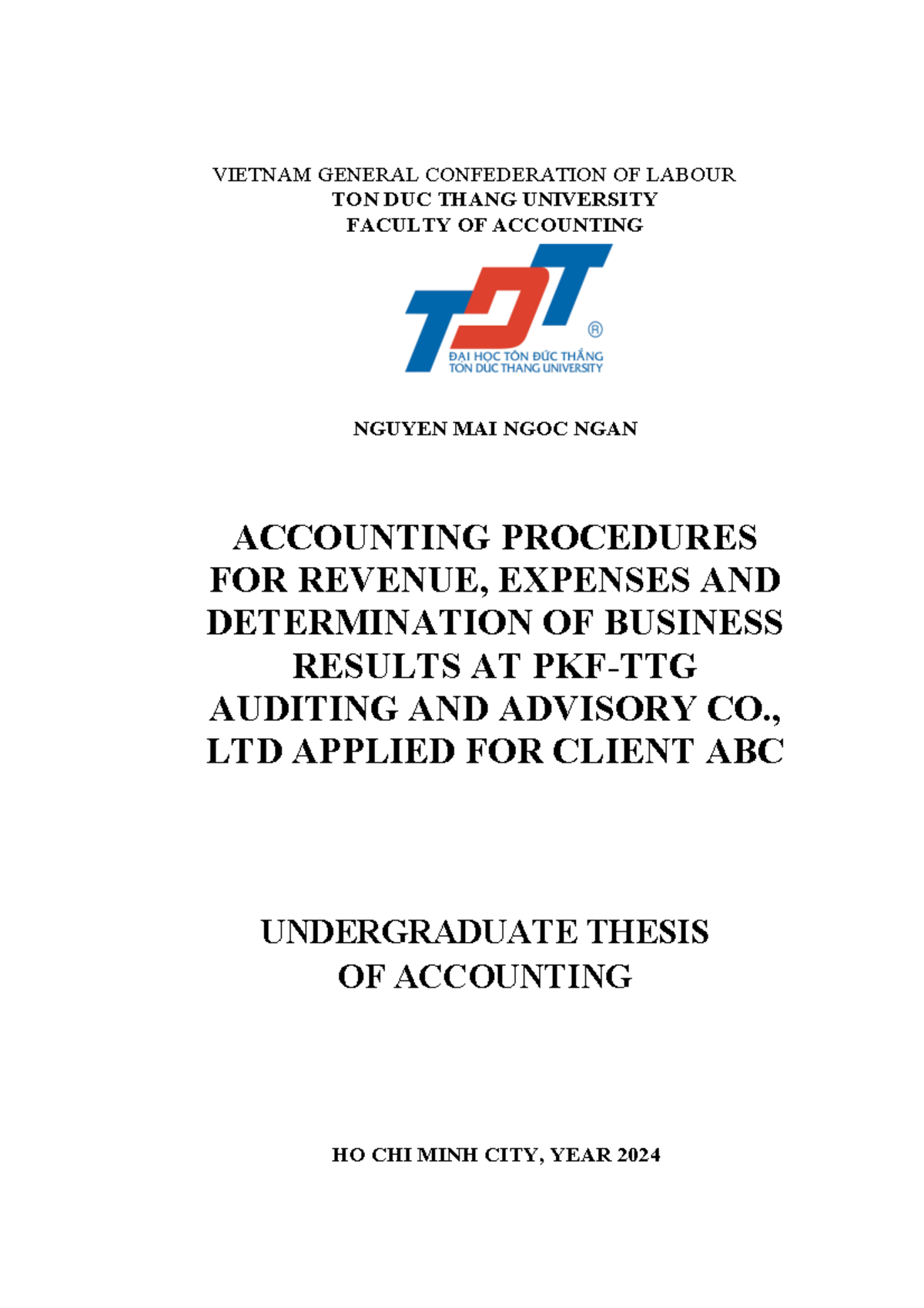 Undergraduate Thesis: Accounting Procedures for Revenue & Expenses ...
