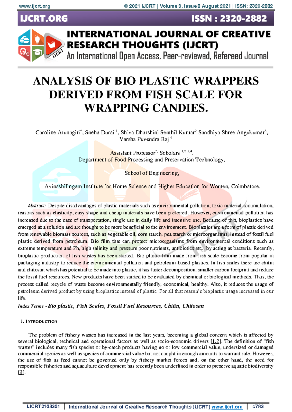 Bioplástico a base de escamas - ANALYSIS OF BIO PLASTIC WRAPPERS ...