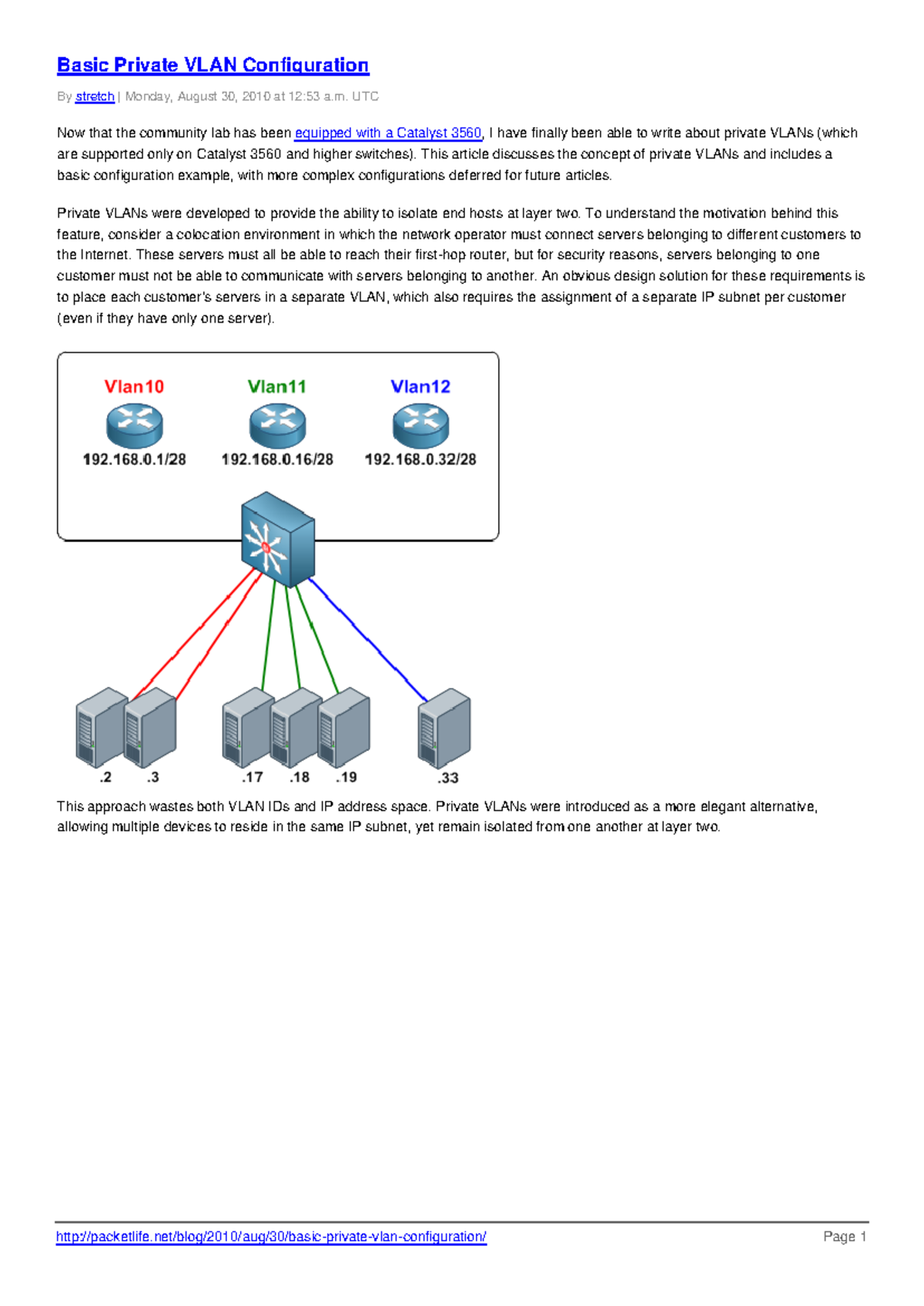 Basic Private VLAN Configuration - UTC Now that the community lab has ...