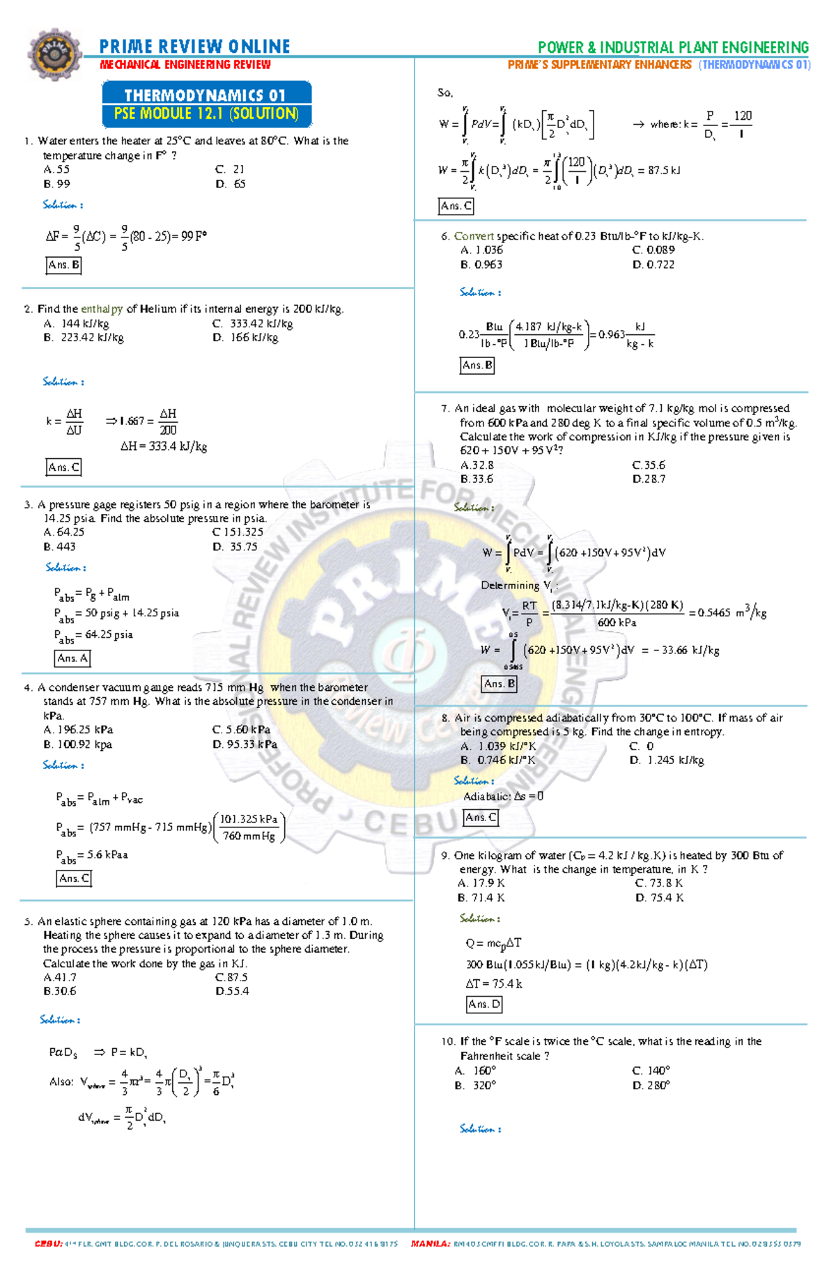 Thermodynamics 01 - Comprehensive Study Notes for Engineering - Studocu