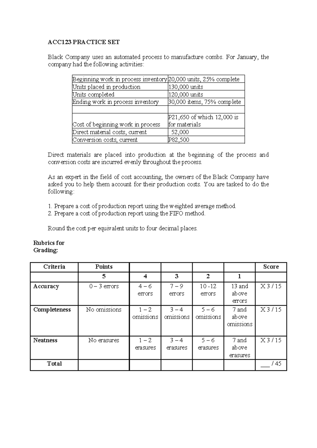 ACC123 Practice SET 2nd SEM 2024-2025 1st Term - ACC123 PRACTICE SET ...