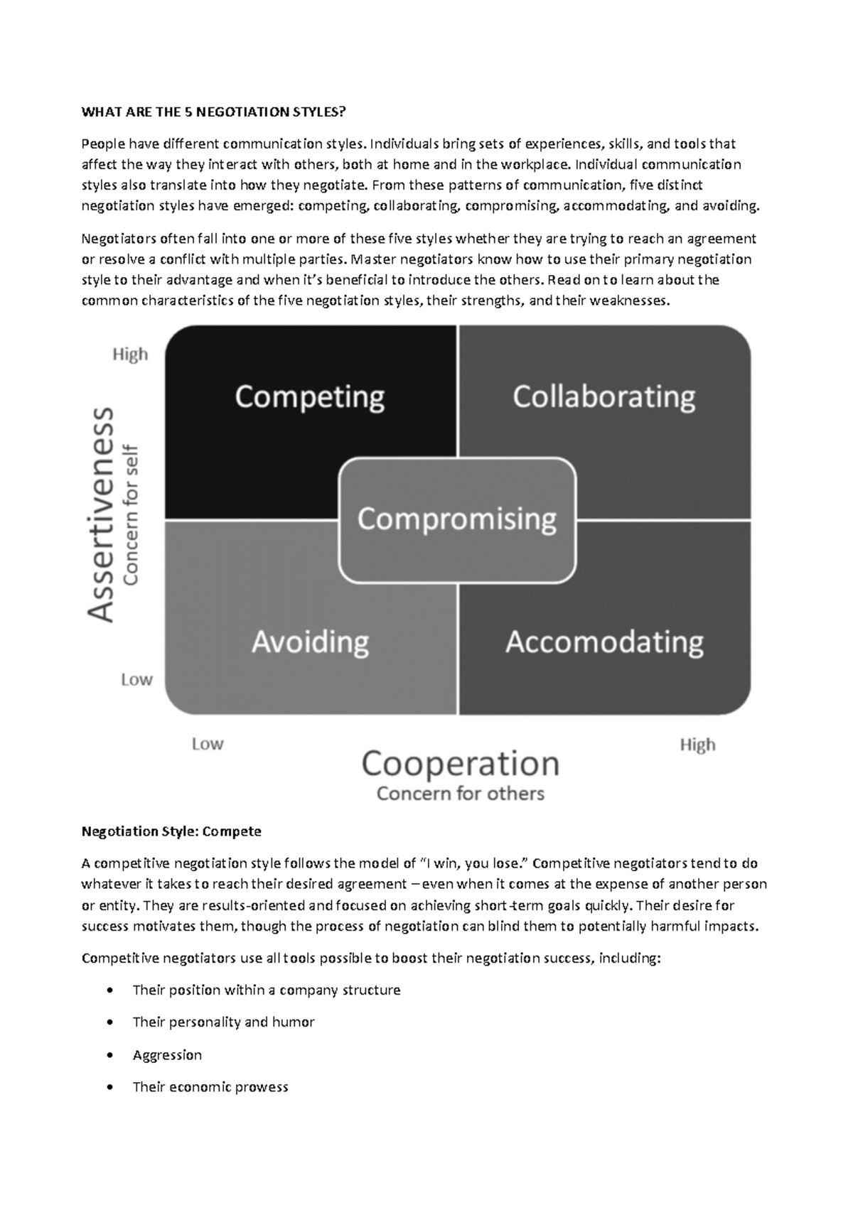 Negotiation Styles Overview: Competing, Collaborating, Compromising ...
