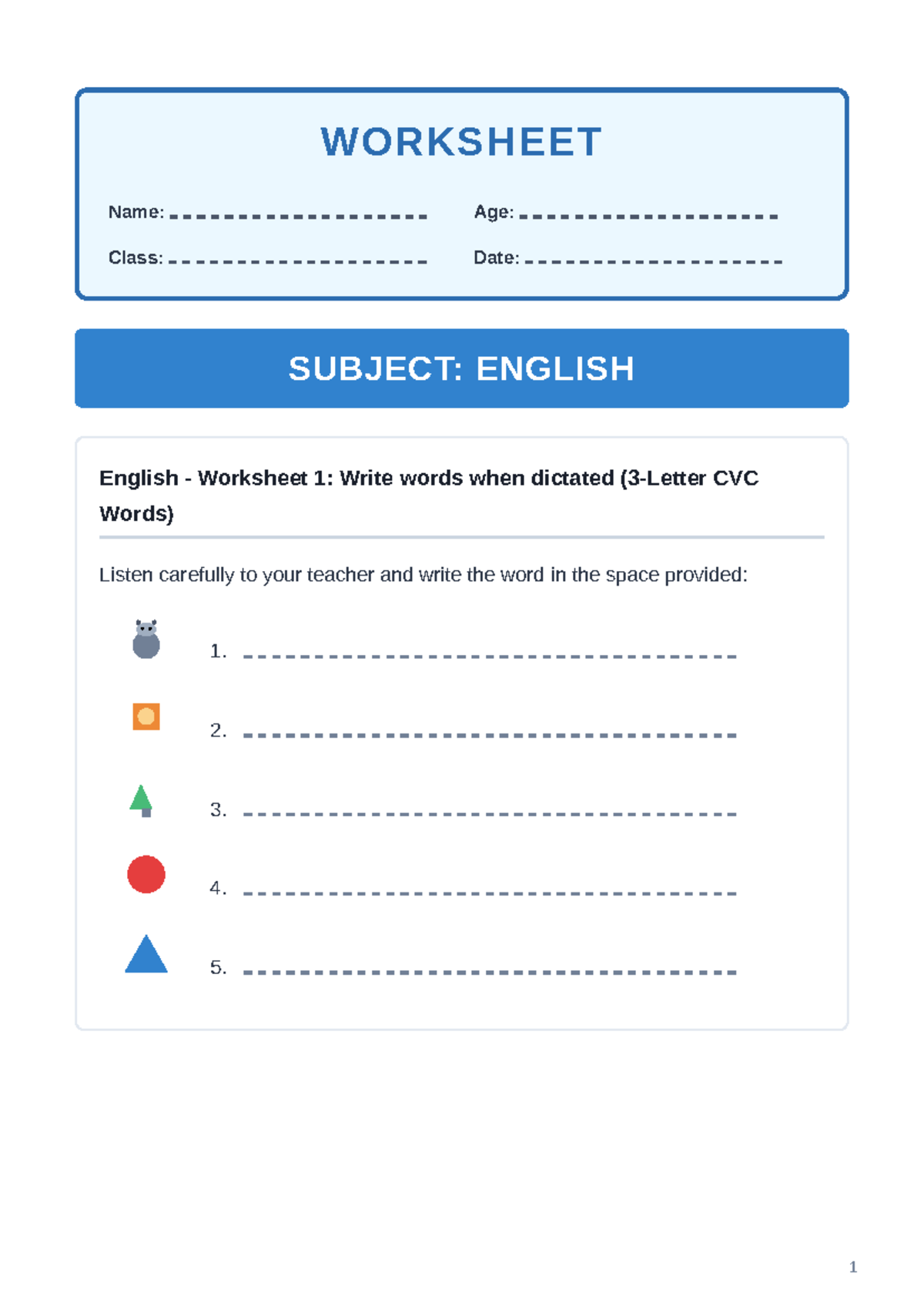 UKG Special Education Worksheets: English, Bengali & Math - Studocu