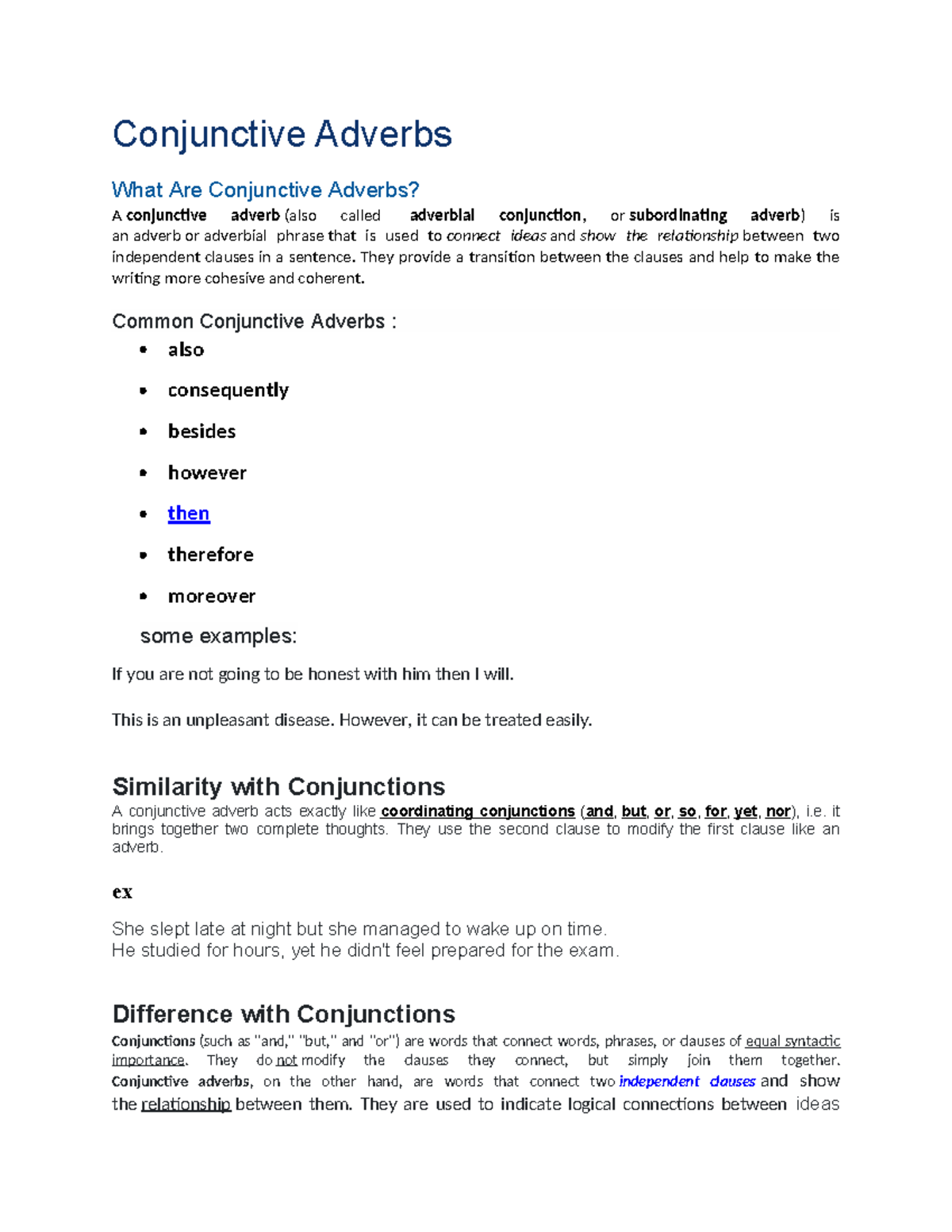 Conjunctive Adverbs: Understanding Their Role in Sentence Structure ...