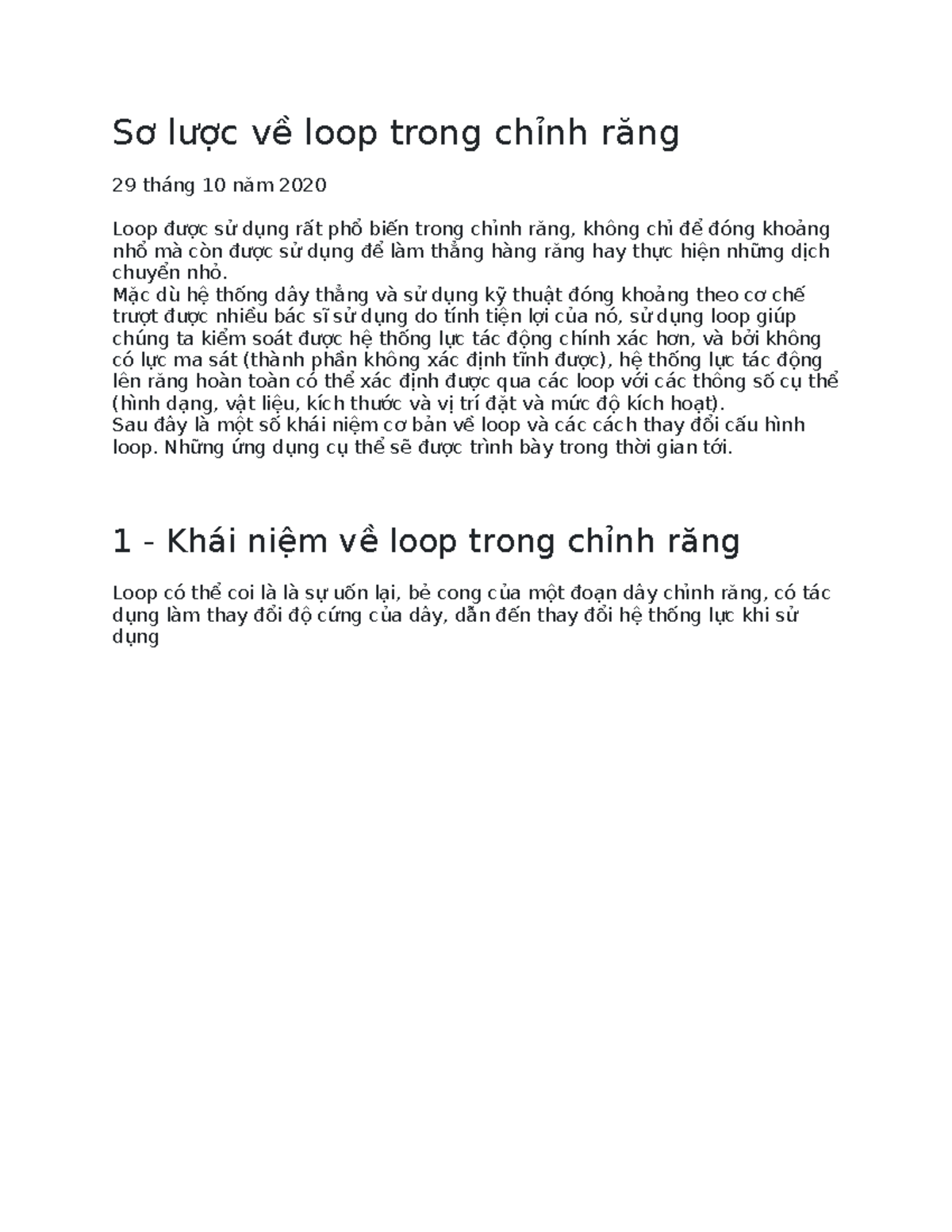 Tổng quan về Loop trong Chỉnh Răng - 29/10/2020 - Studocu