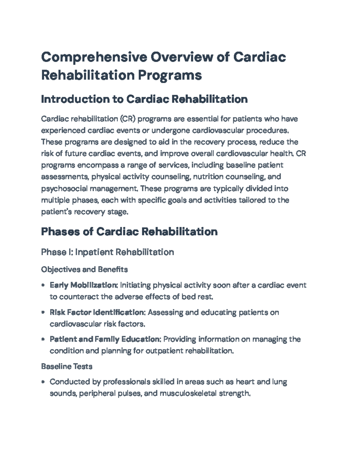 Comprehensive Guide to Cardiac Rehabilitation Programs (CR 101 ...