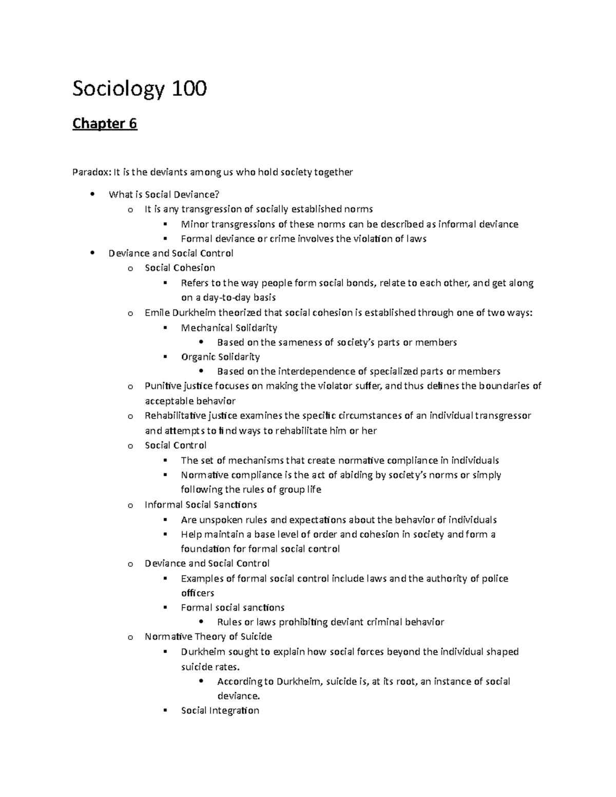 Soci 100 Test 2 Notes - Sociology 100 Chapter 6 Paradox: It is the ...