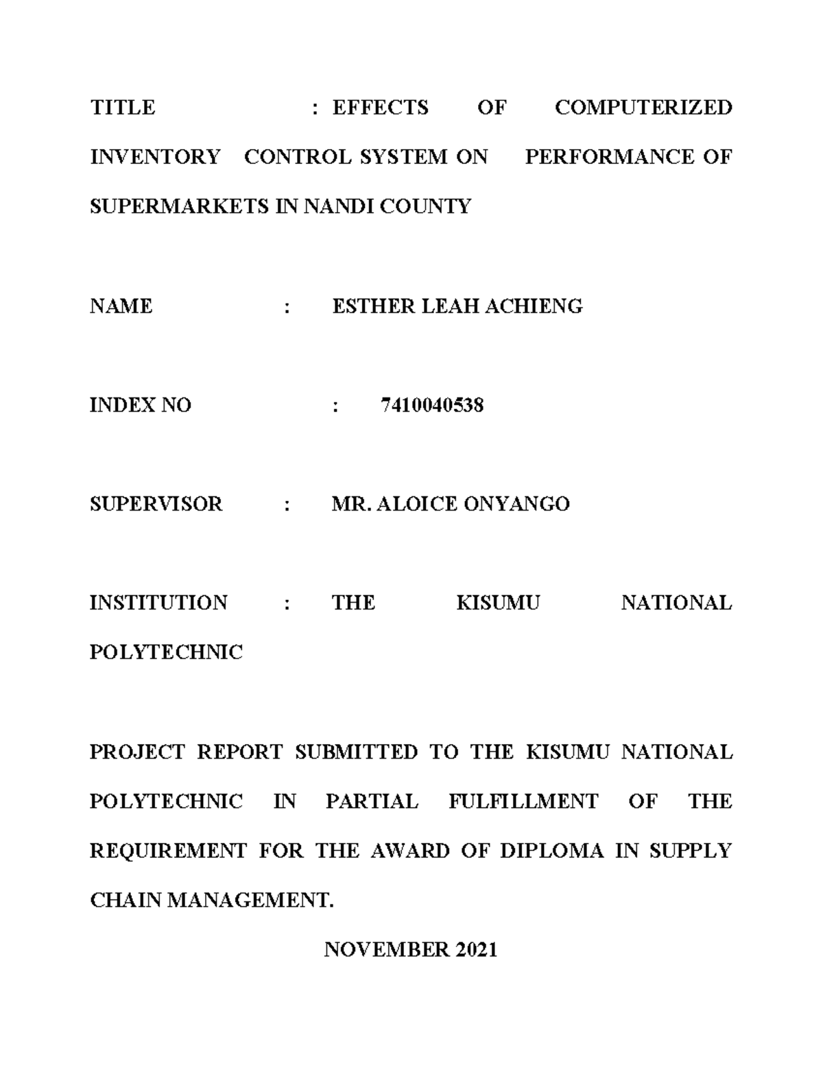 7410040538 Effects of Computerized Inventory Control on Supermarket ...