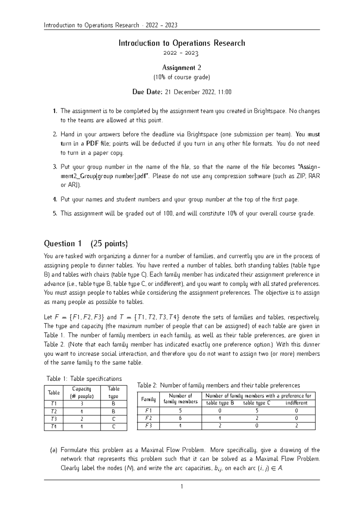 IOR 2022-2023 Assignment 2: Operations Research Max Flow & TSP Problems ...