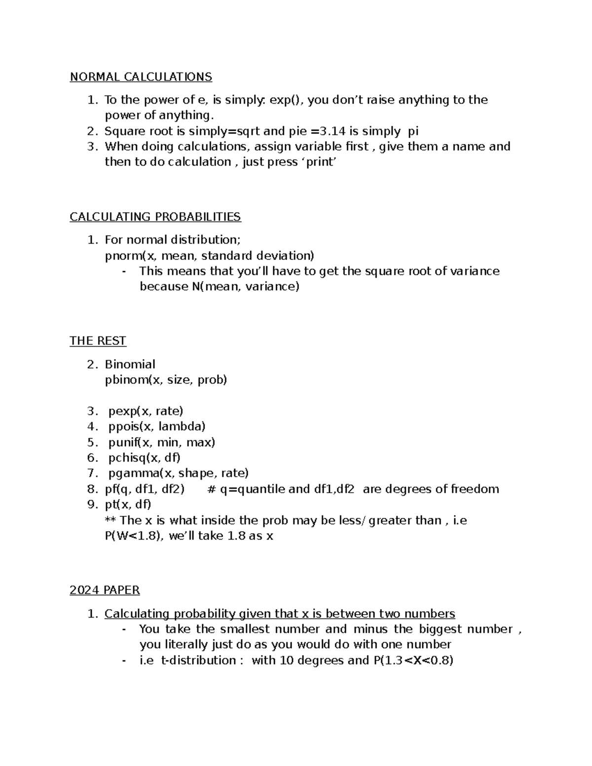 Rcoding 4 - Normal Calculations and Probability Functions - Studocu
