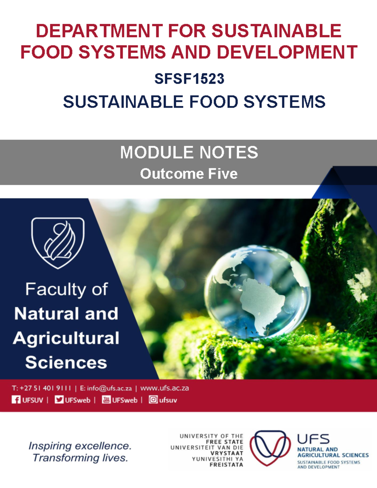 SFSF1523 Sustainable Food Systems Module Notes - Studocu
