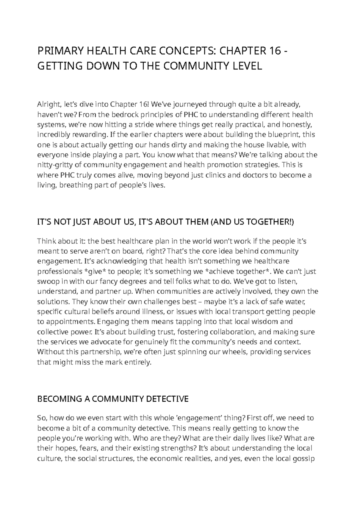 Primary Health Care Concepts: Chapter 16 - Community Engagement ...
