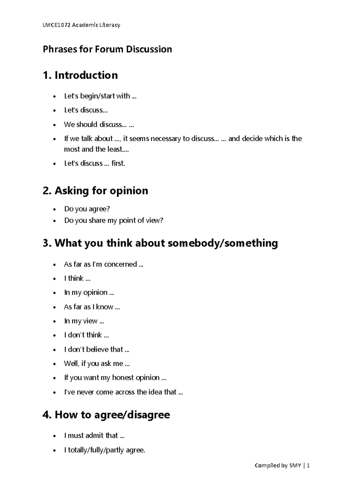 Effective Phrases for Forum Discussion: Tips & Examples - Studocu