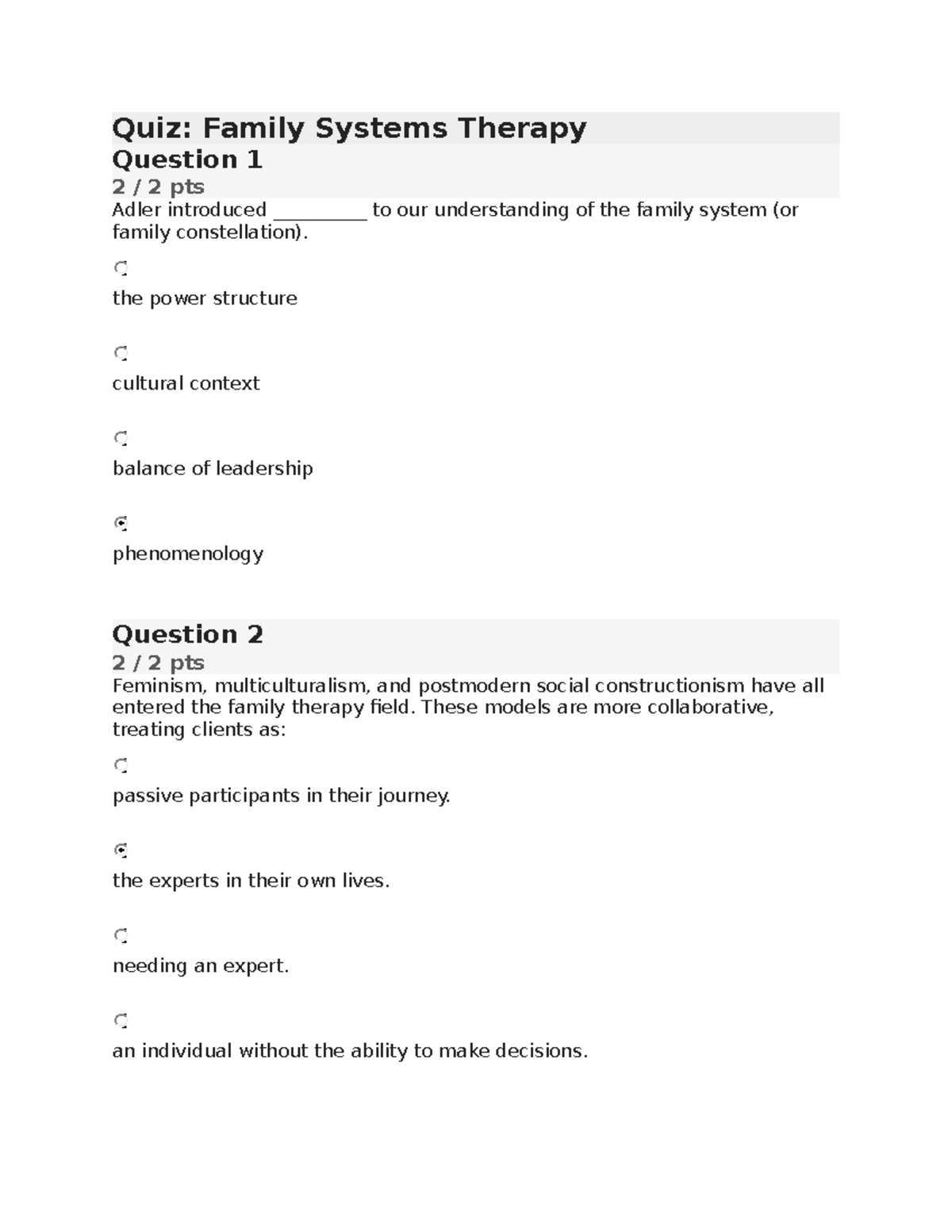 Quiz: Family Systems Therapy Overview and Key Concepts - Studocu