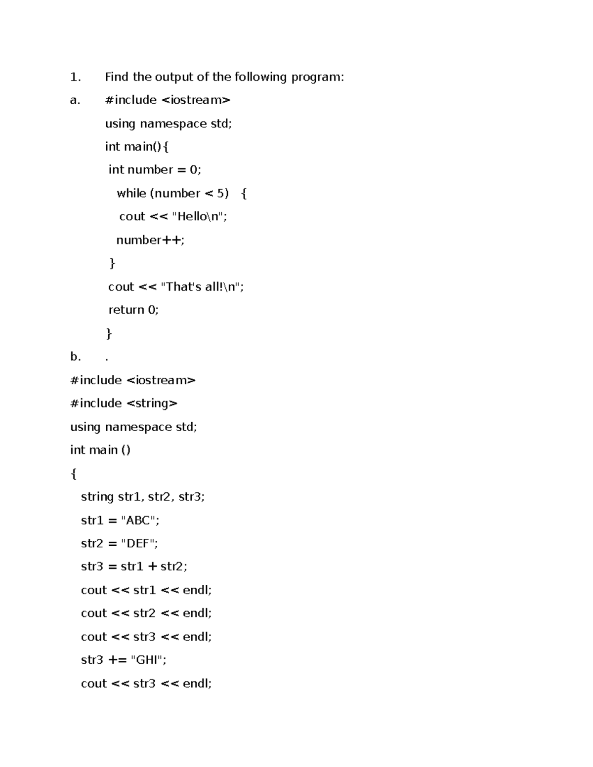Sample Questions For Programming Concepts Cs101 Studocu