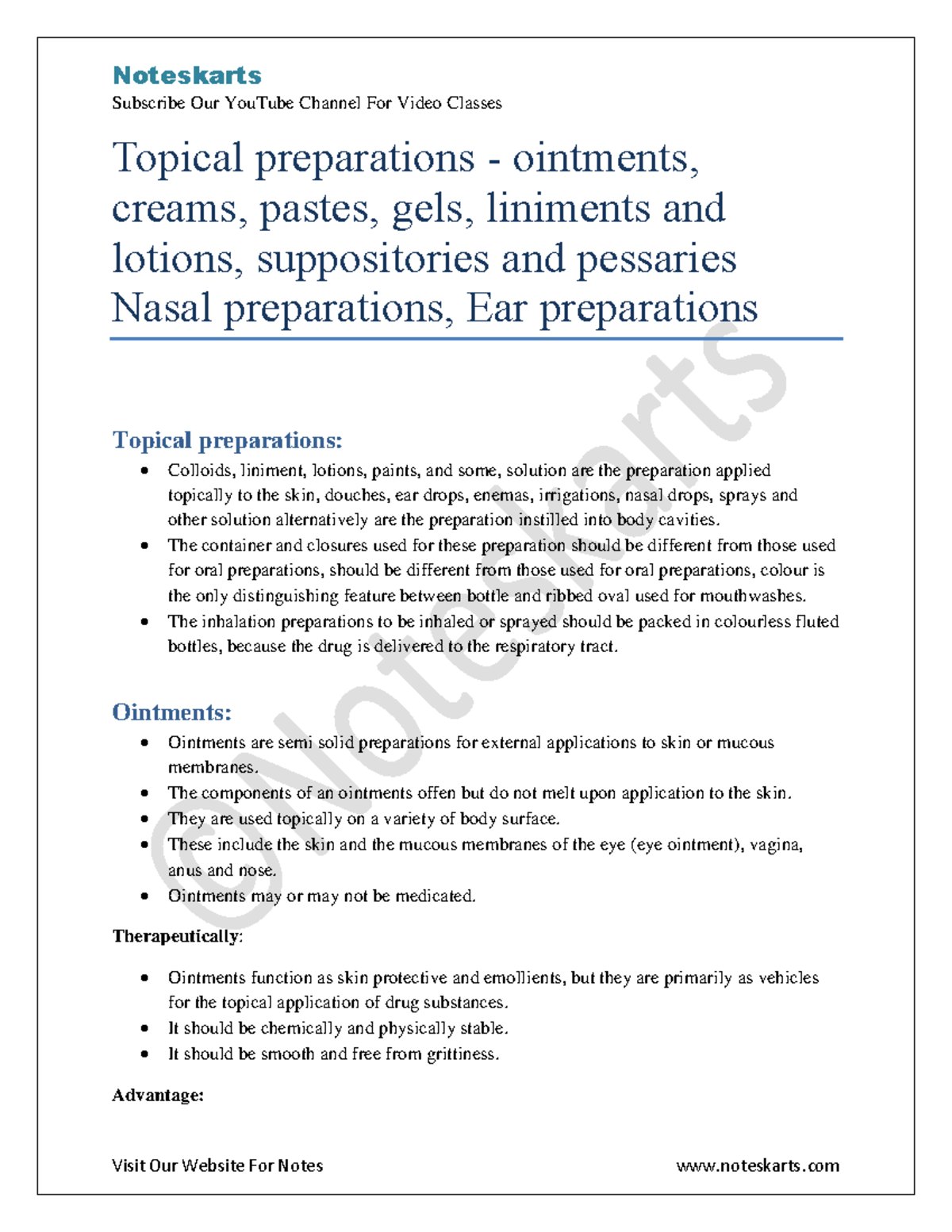 Topical preparations ointments creams pastes gels liniments and lotions ...