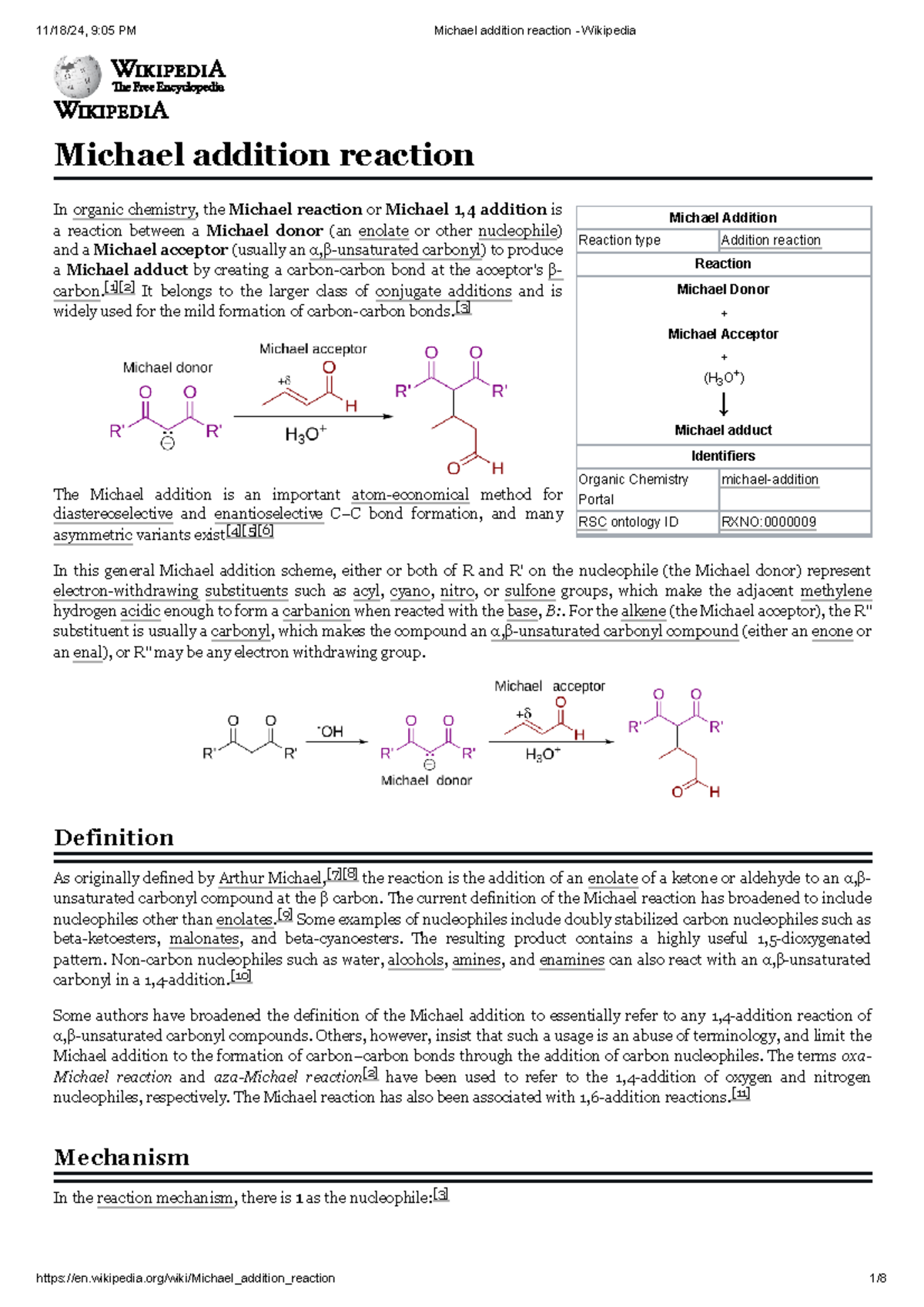 Michael Addition Reaction: Overview and Applications in Org. Chemistry ...