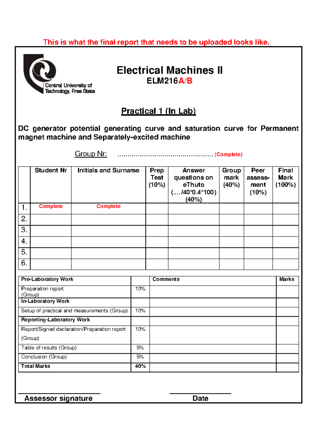 Electrical Machines II ELM216A/B - Practical 1 Final Report Example ...