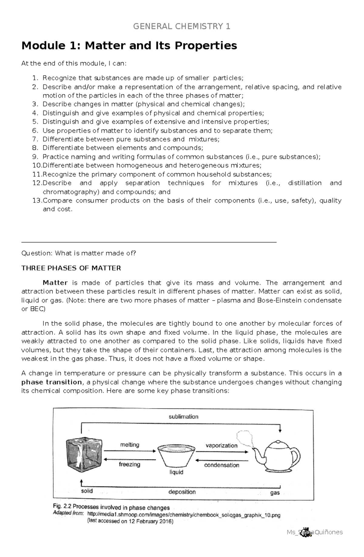 Chemistry 101 Module 1: Understanding Matter and Its Properties - Studocu