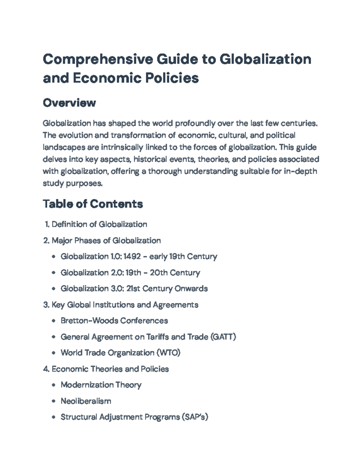 Comprehensive Guide on Globalization and Economic Policies ...