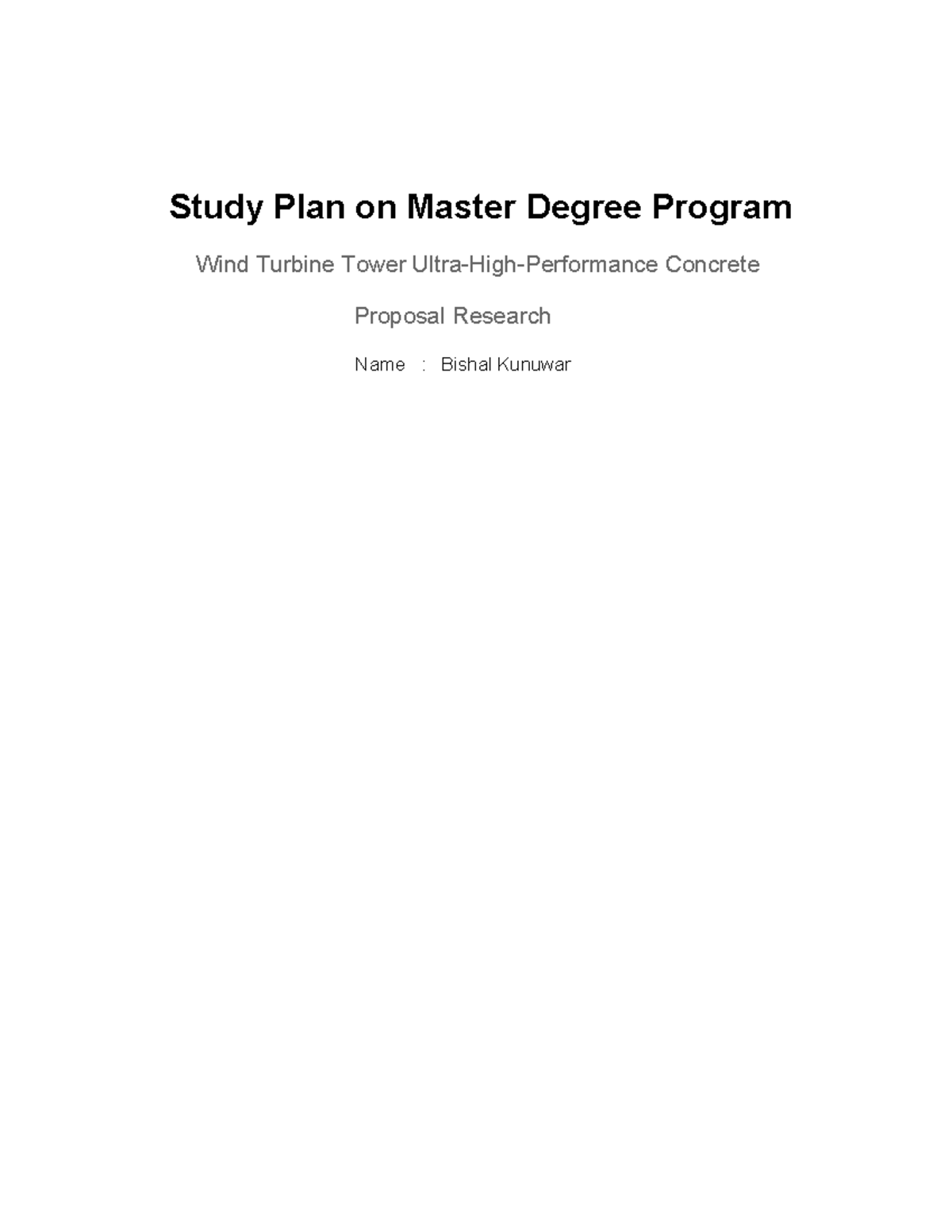 Study Plan for Master's Program: UHPC in Wind Turbine Towers - Studocu