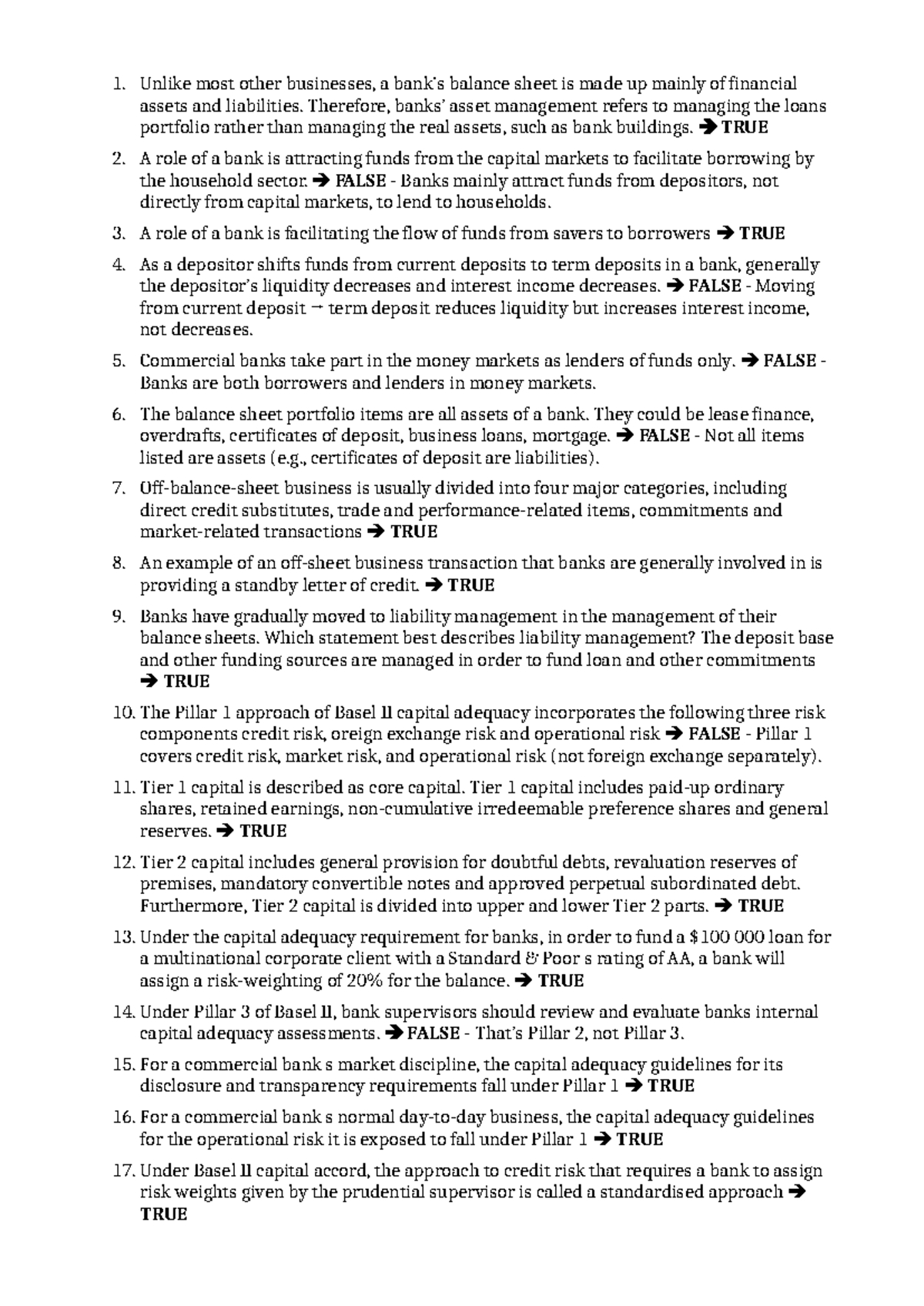Tutorial Chapter 2: Key Concepts in Banking and Capital Adequacy - Studocu