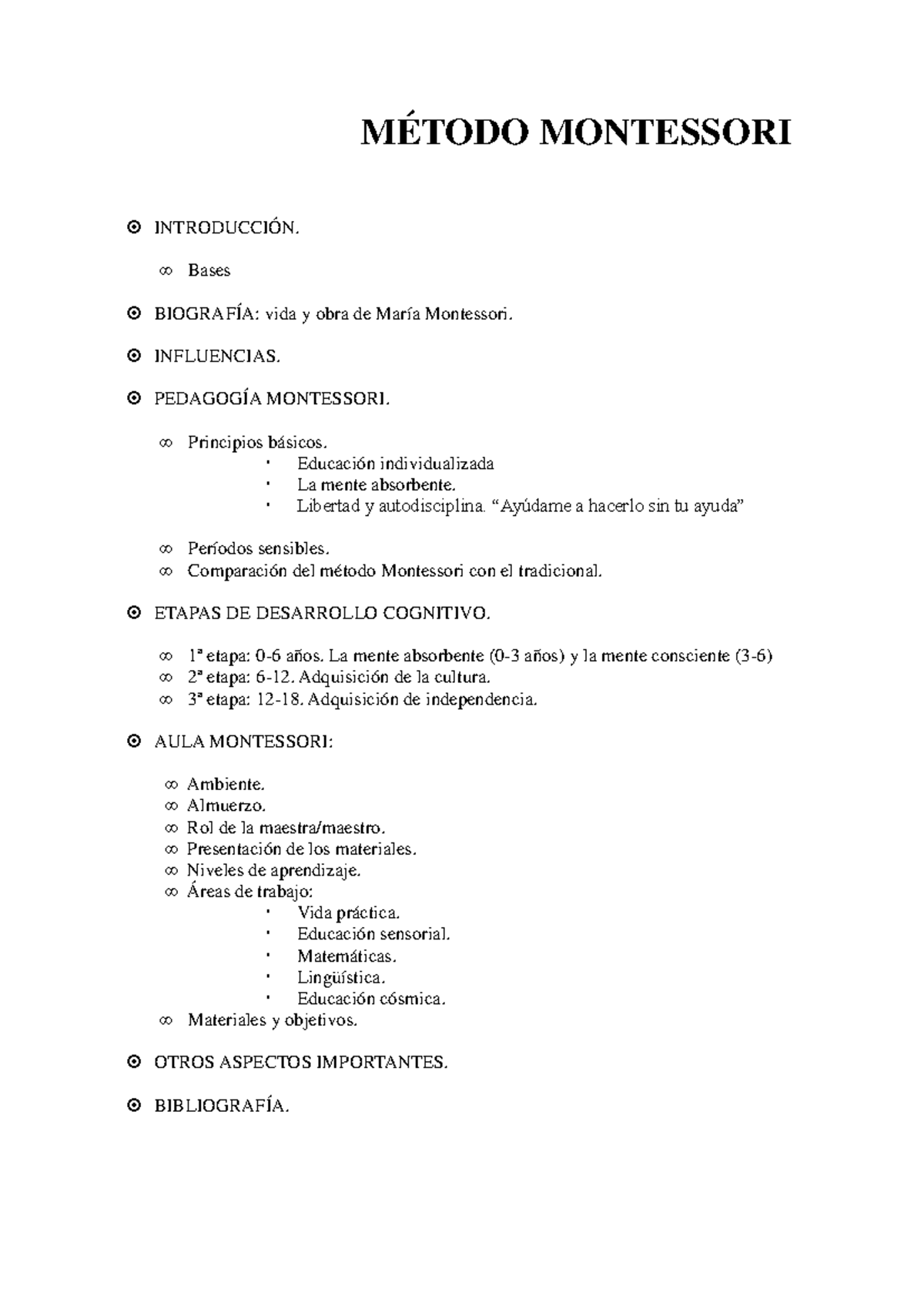 Metodo Montessori - MÉTODO MONTESSORI INTRODUCCIÓN. ∞ Bases BIOGRAFÍA ...