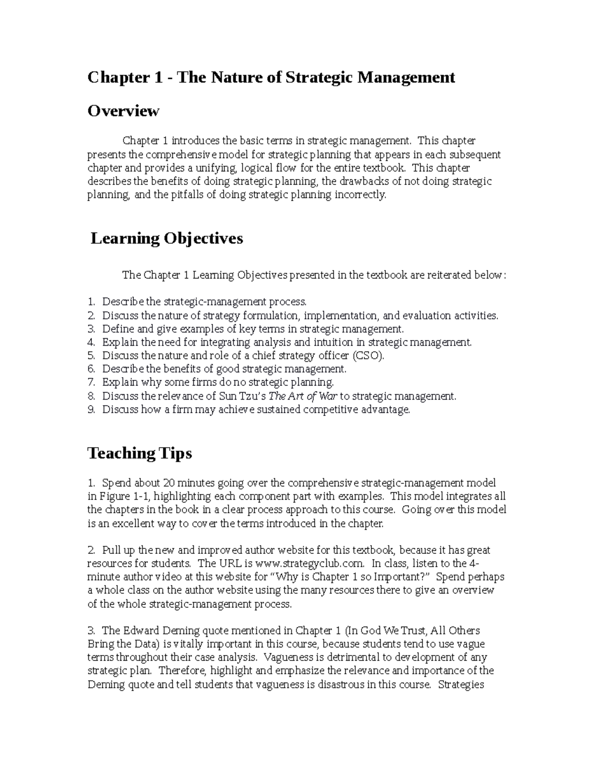 Strategic Management Overview: Chapter 1 Insights and Key Terms - Studocu