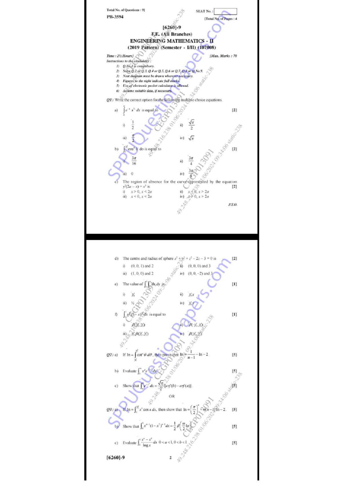 M2 2025 - Important Questions for Engineering Mathematics II Exam - Studocu