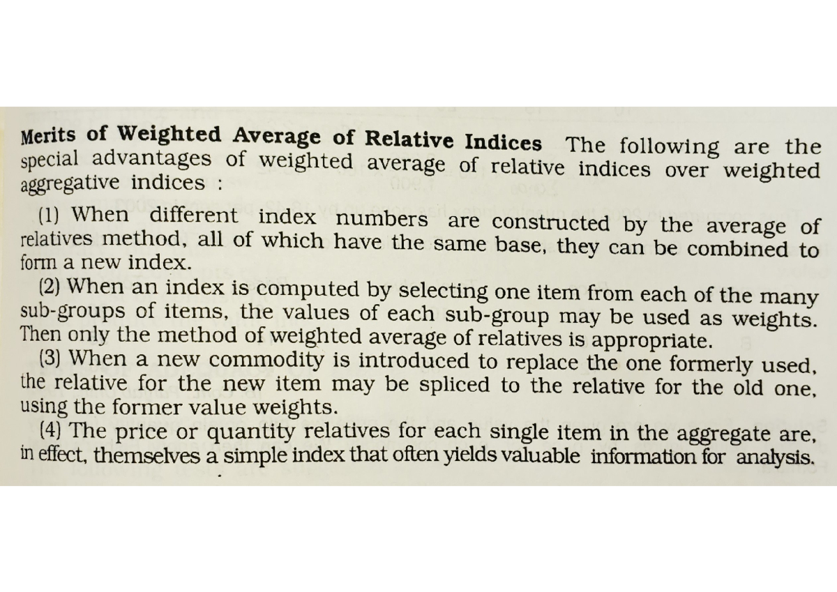 Merits of Weighted Average of Relative Indices in Macro Economics - Studocu
