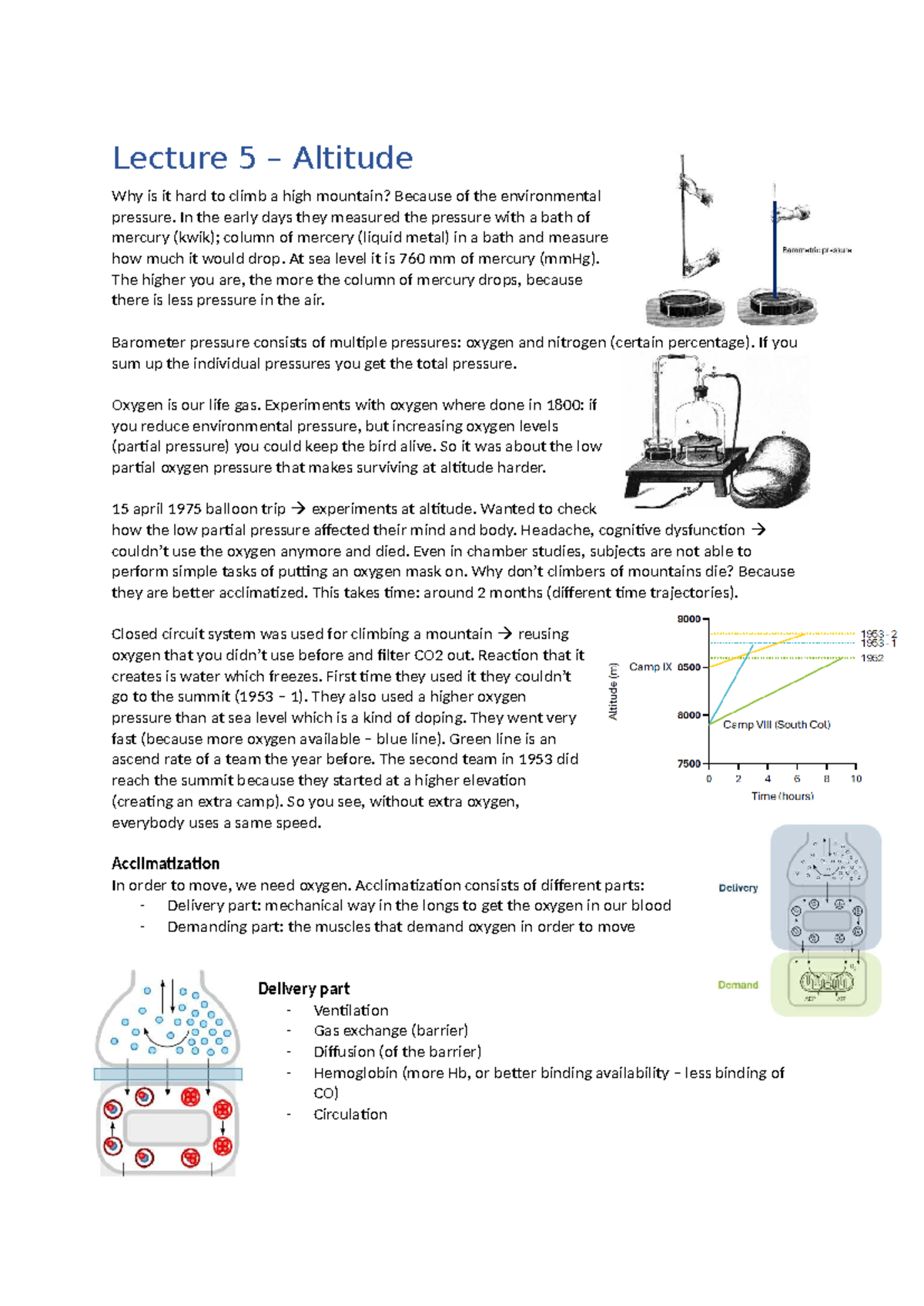 Lecture 5: Understanding Altitude and Its Effects on Climbing - Studeersnel