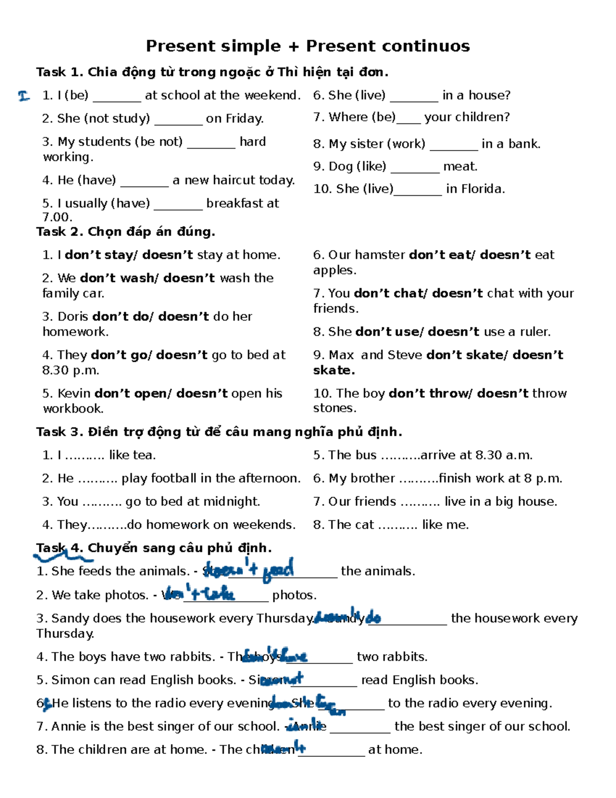 Final Exam Review: Present Simple vs Present Continuous (ENG101) - Studocu
